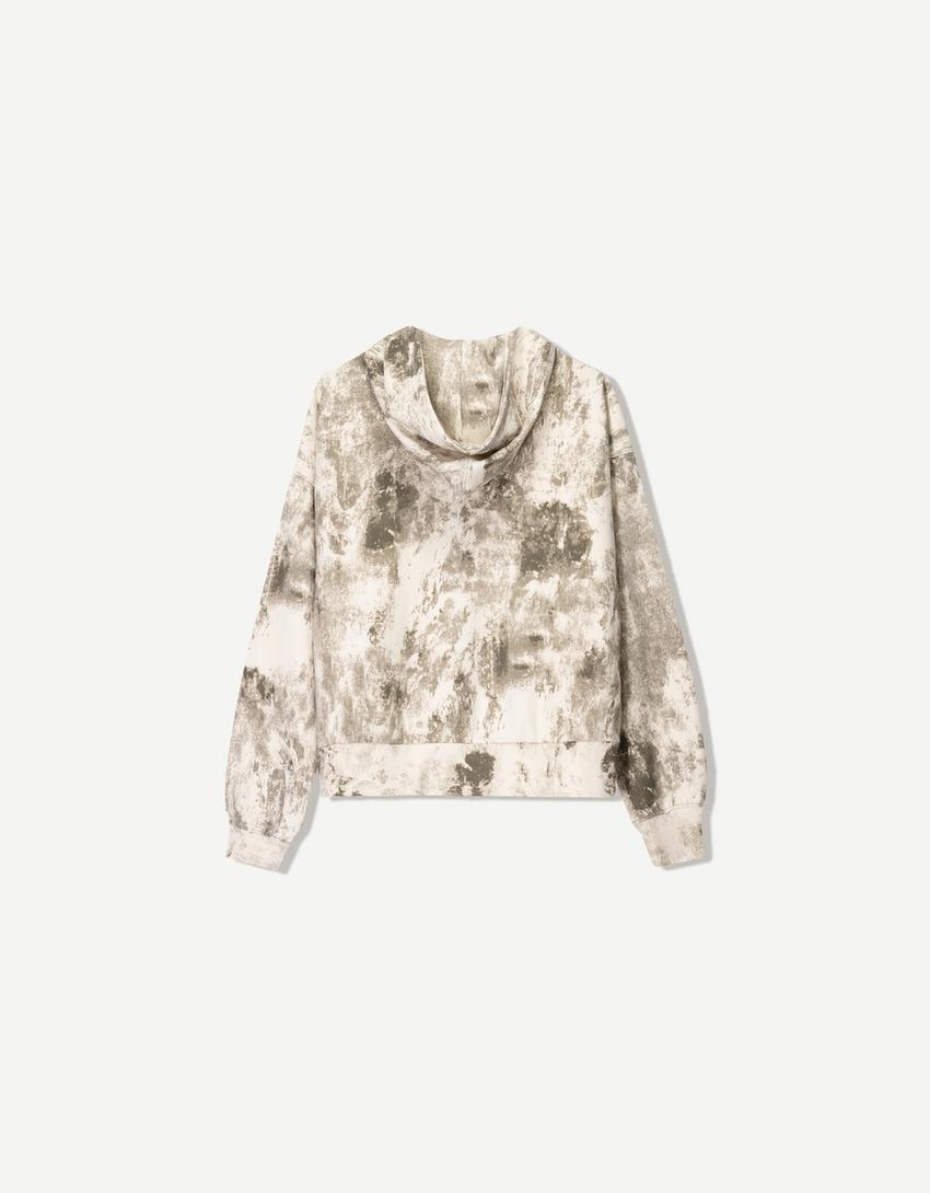 Printed sweatshirt with zip-Green-5