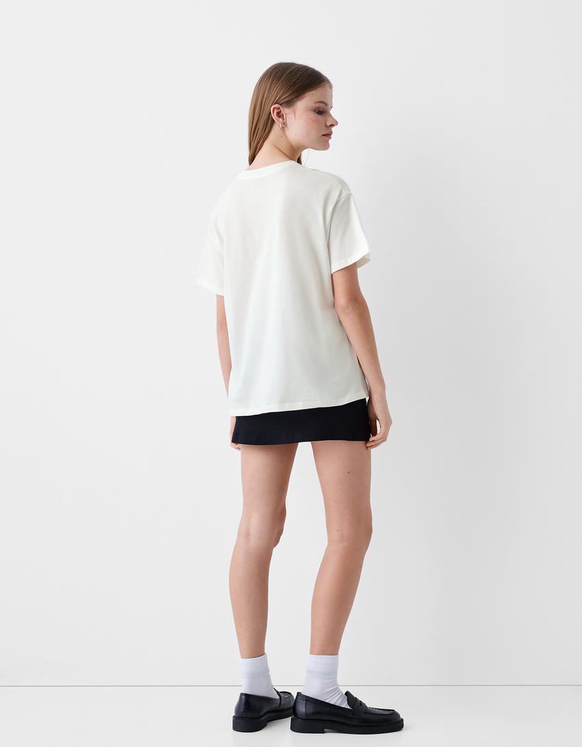 Mean Girls print short sleeve T-shirt-Cream-1