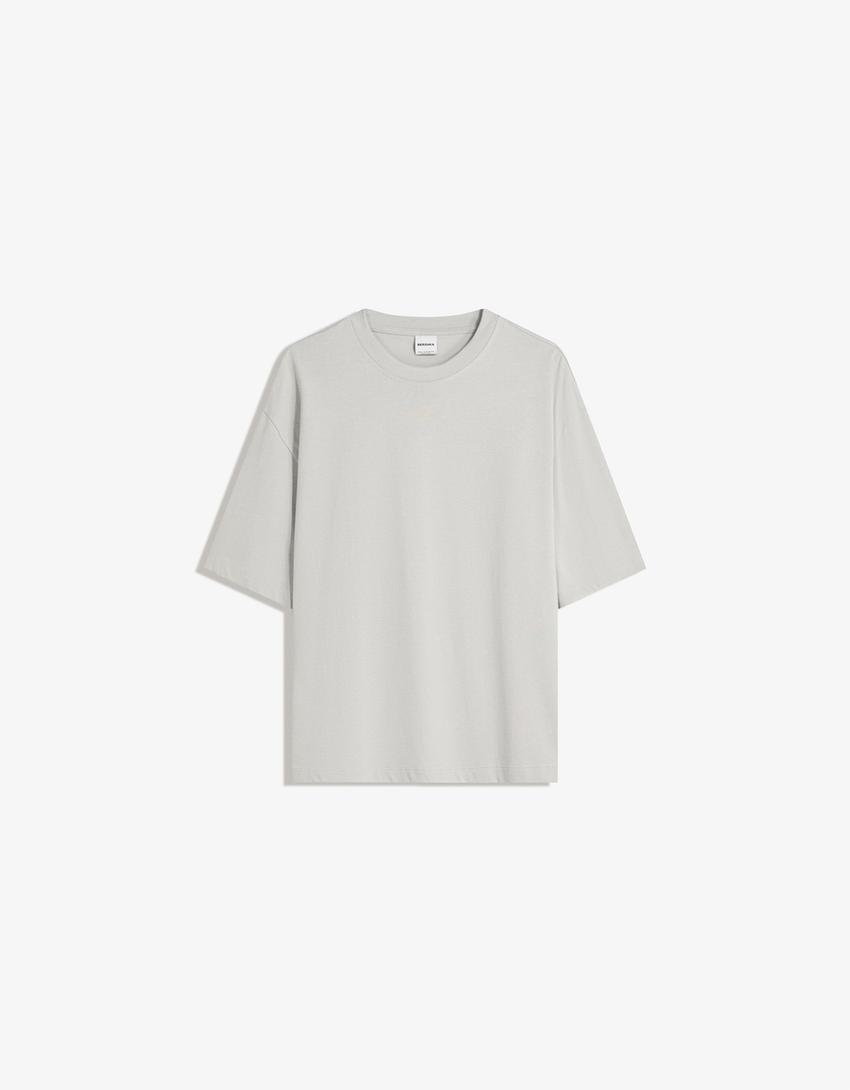 Camiseta manga corta felpa-Gris