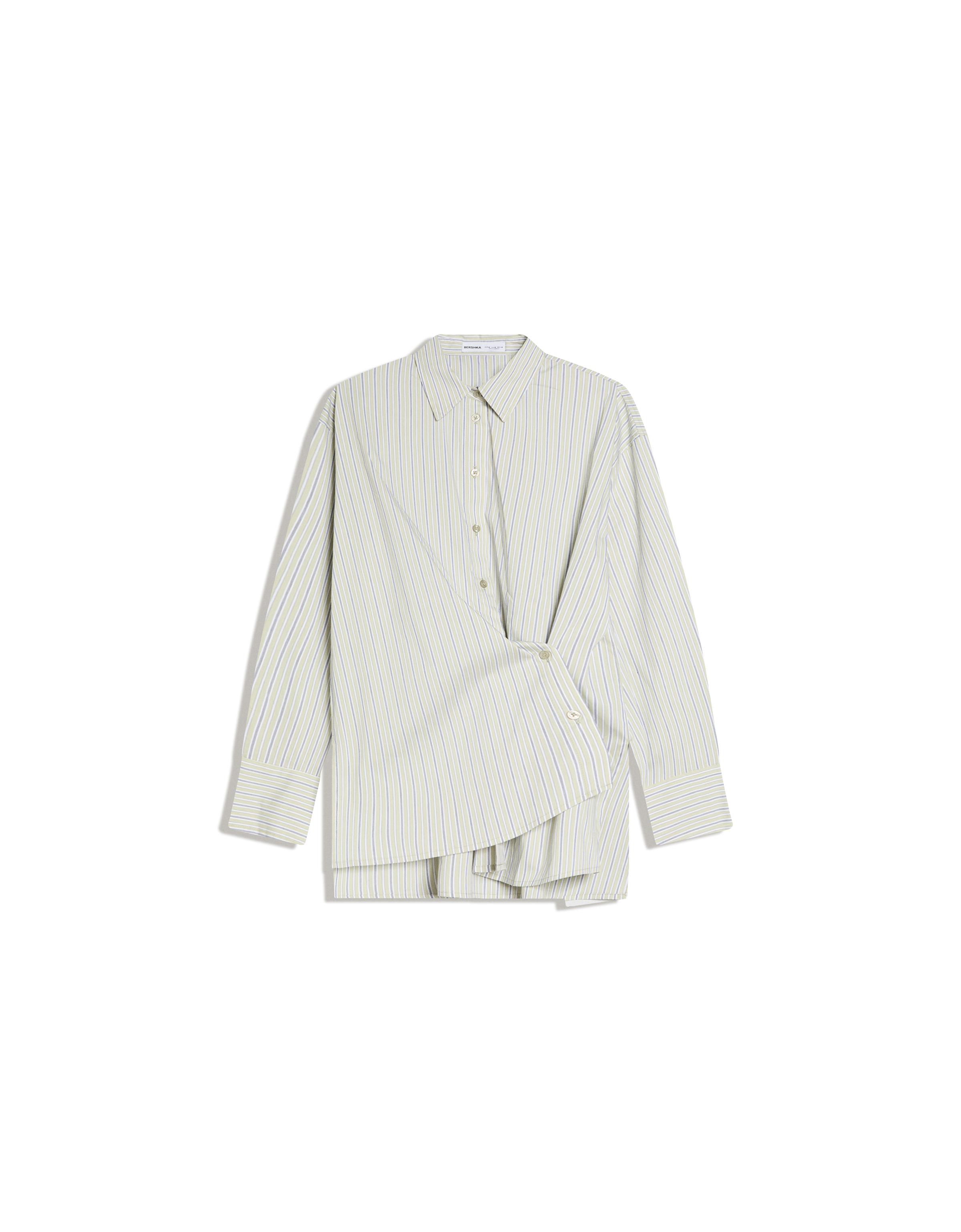 Cross-button long sleeve shirt