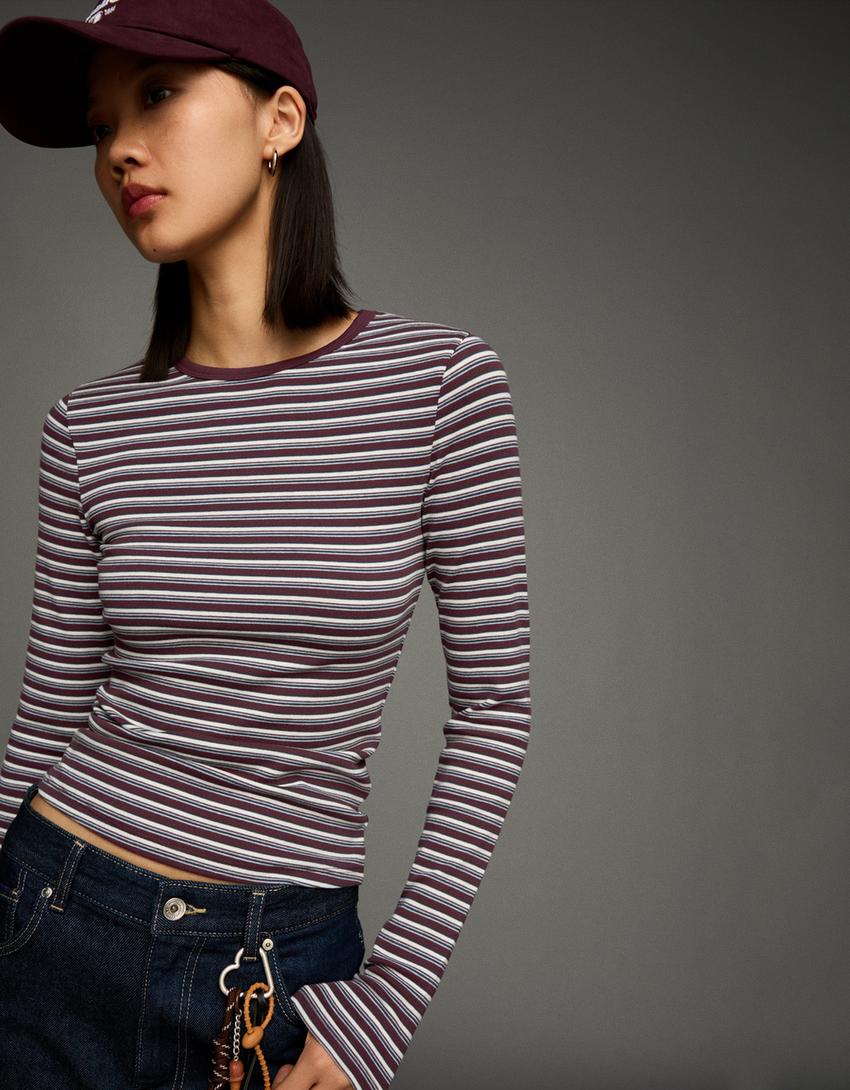 Long sleeve top-Burgundy