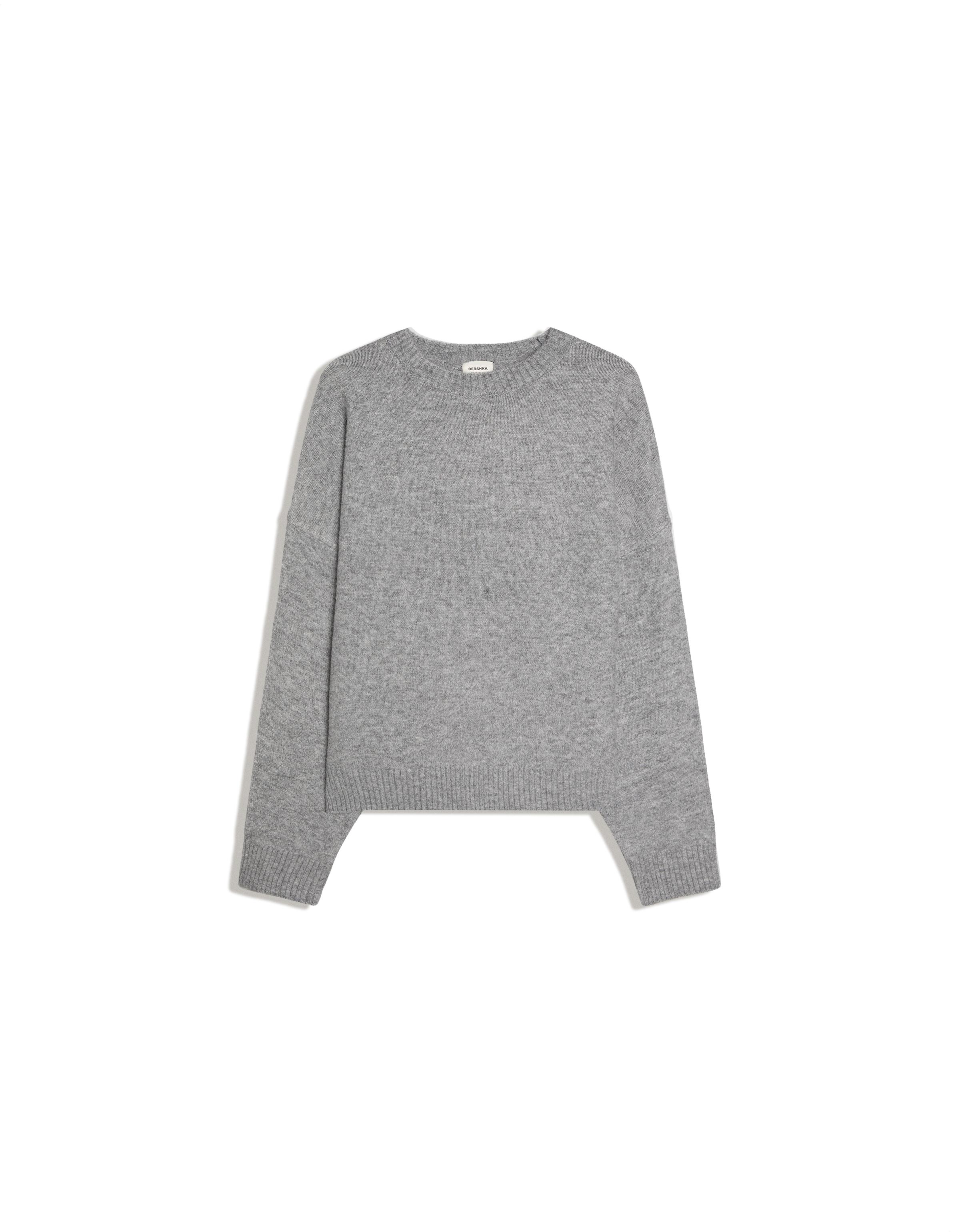 Boxy round neck jumper — Grey