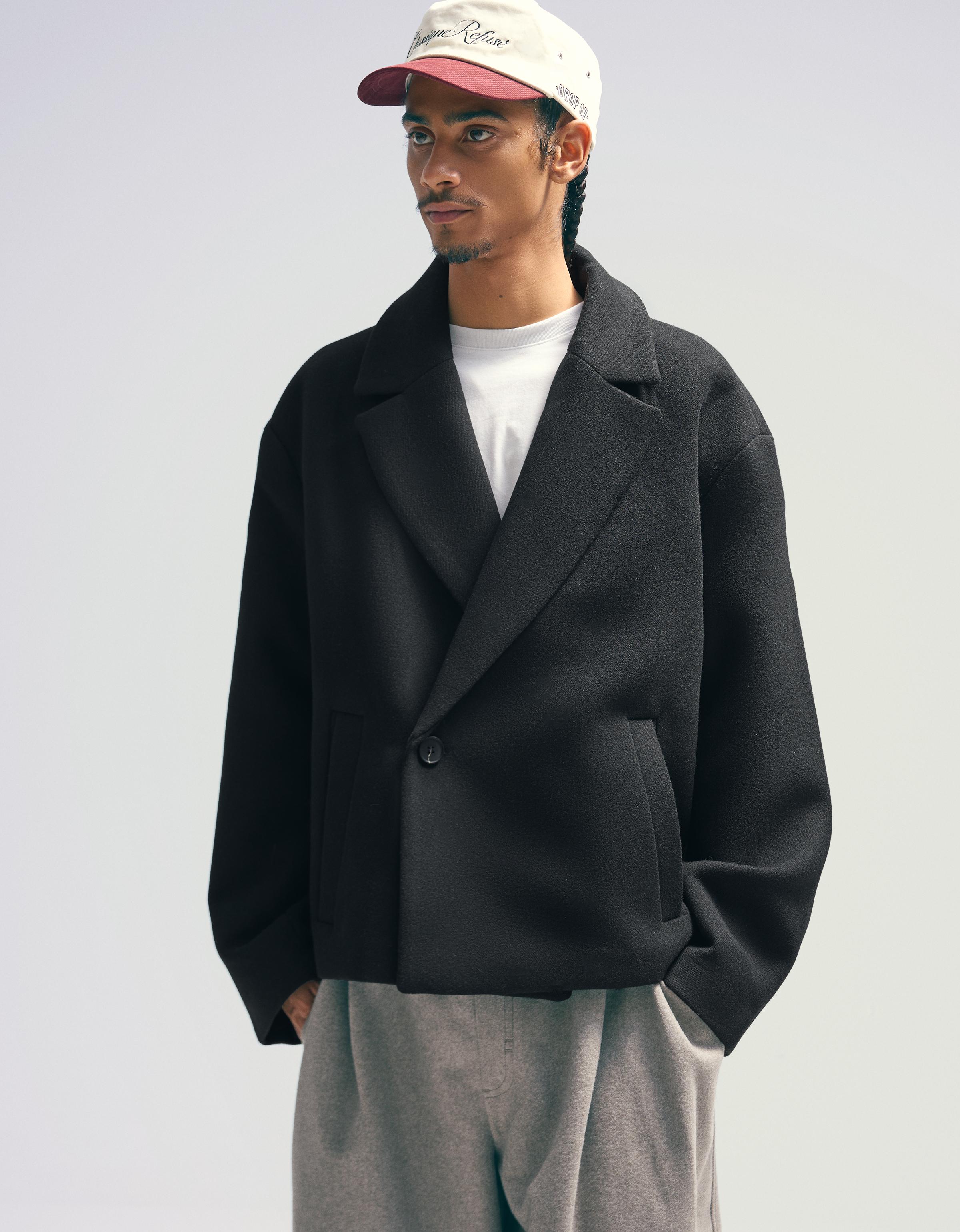 Bershka Stoffjacke Herren L Schwarz