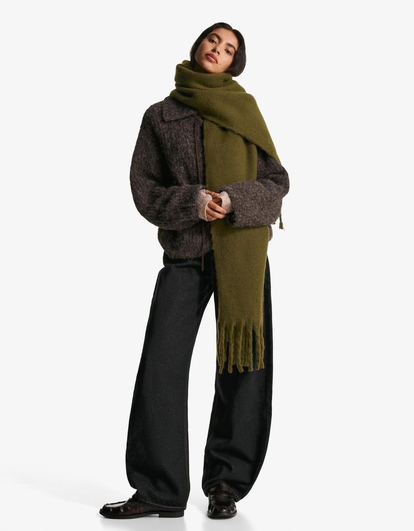 Solid-coloured scarf-Khaki