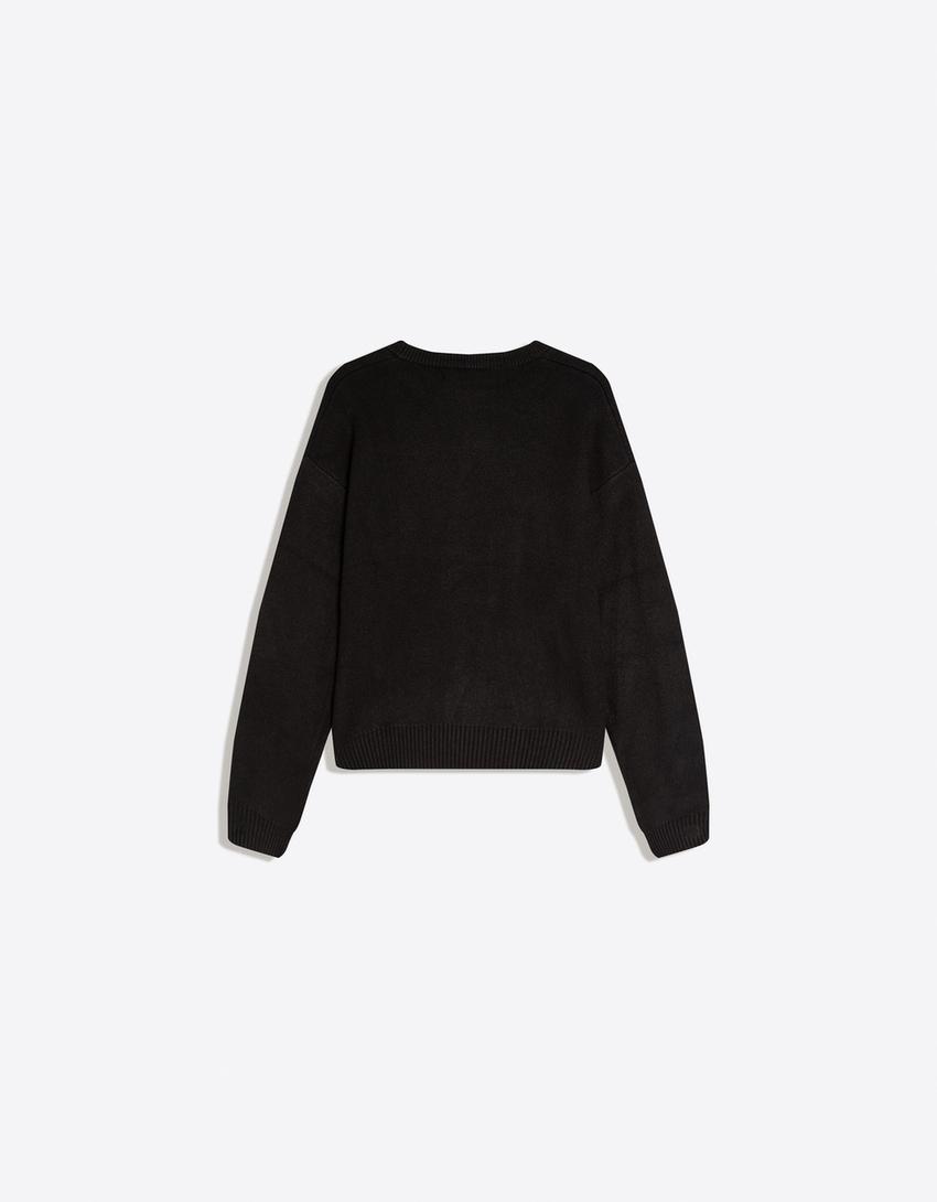 Jersey chenilla print-Negro