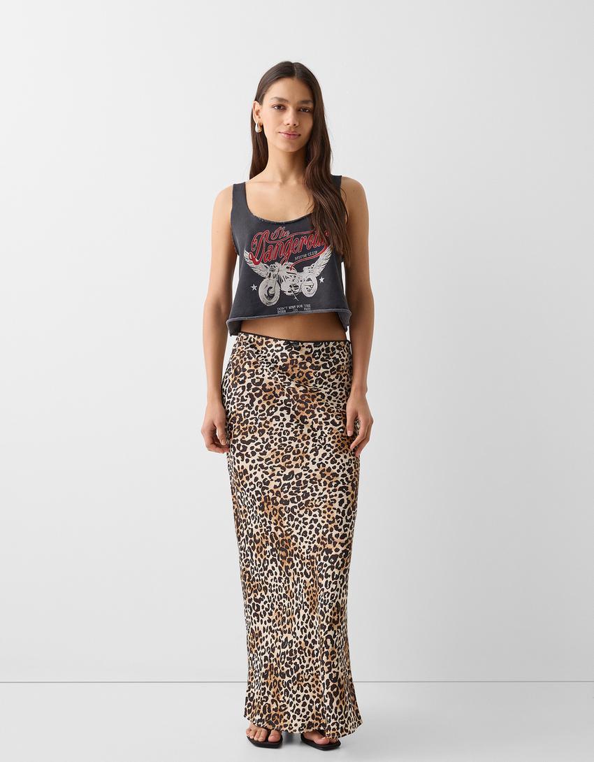 Printed strappy top-Grey-3