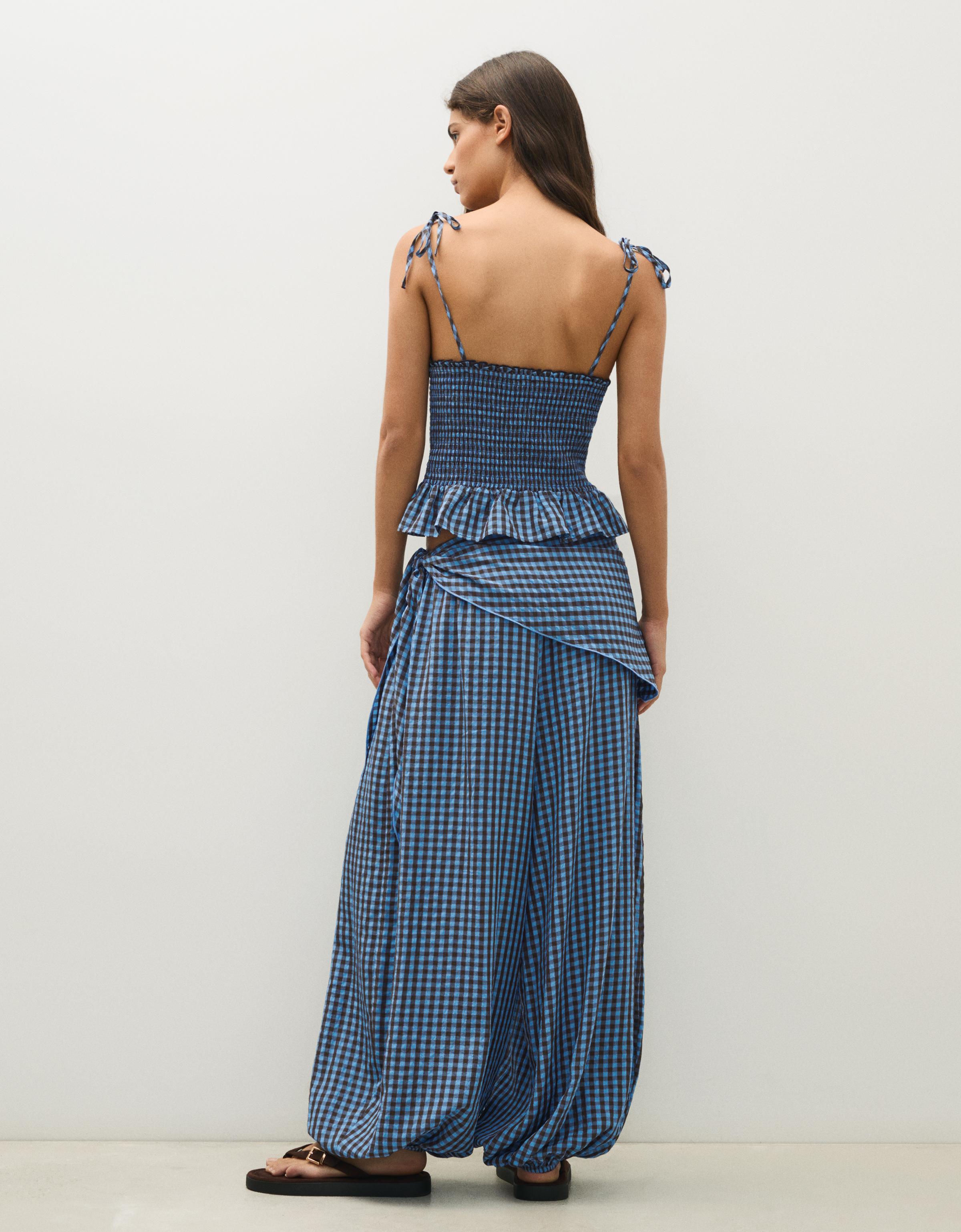 Scarf print sarouel trousers — Blue
