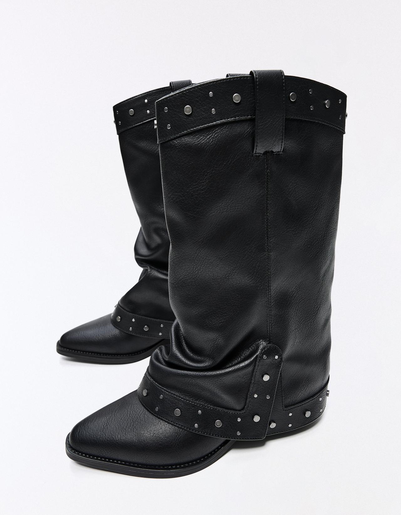 Cowboy trouser boots — BLACK