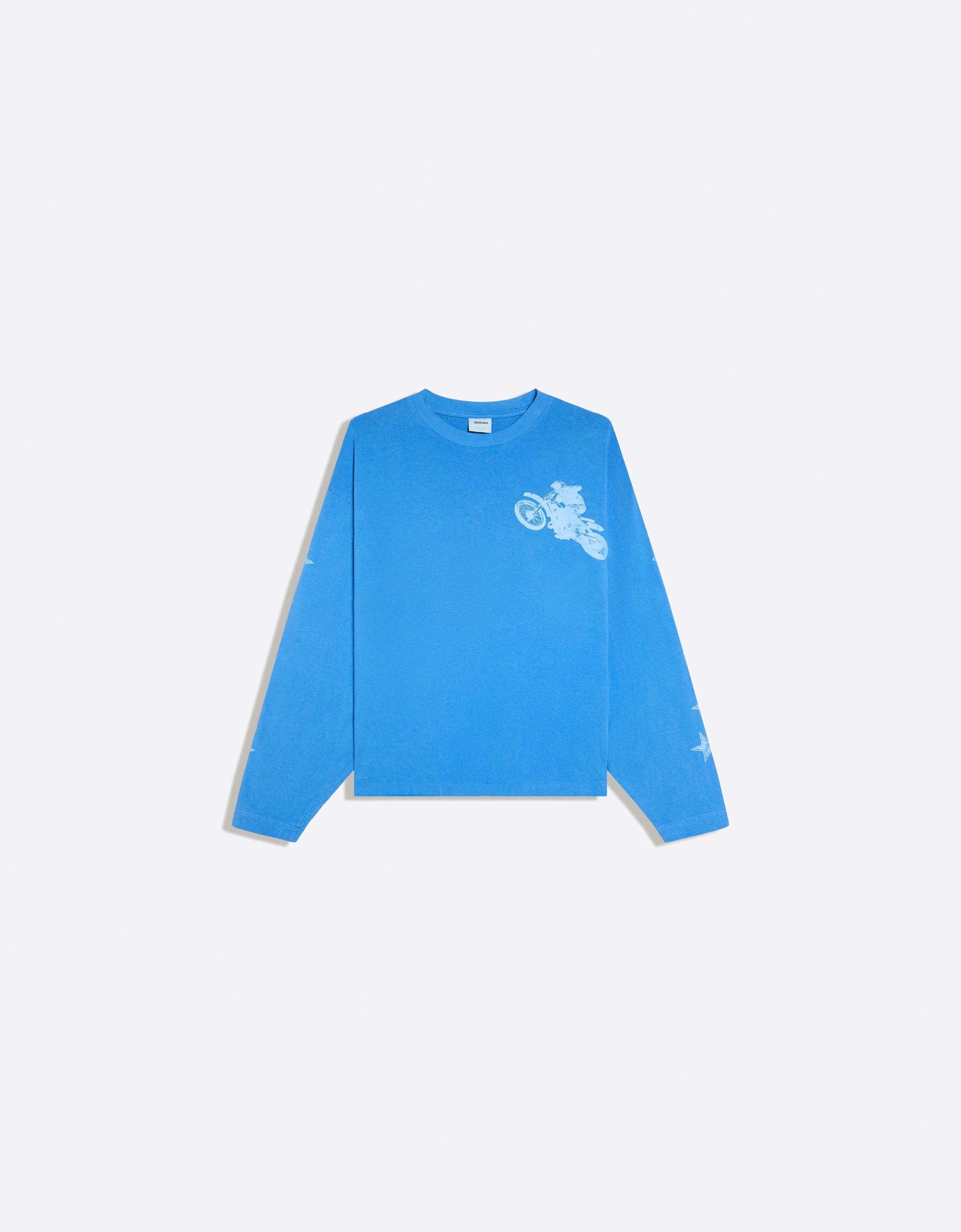 Long-sleeved print T-shirt — Blue
