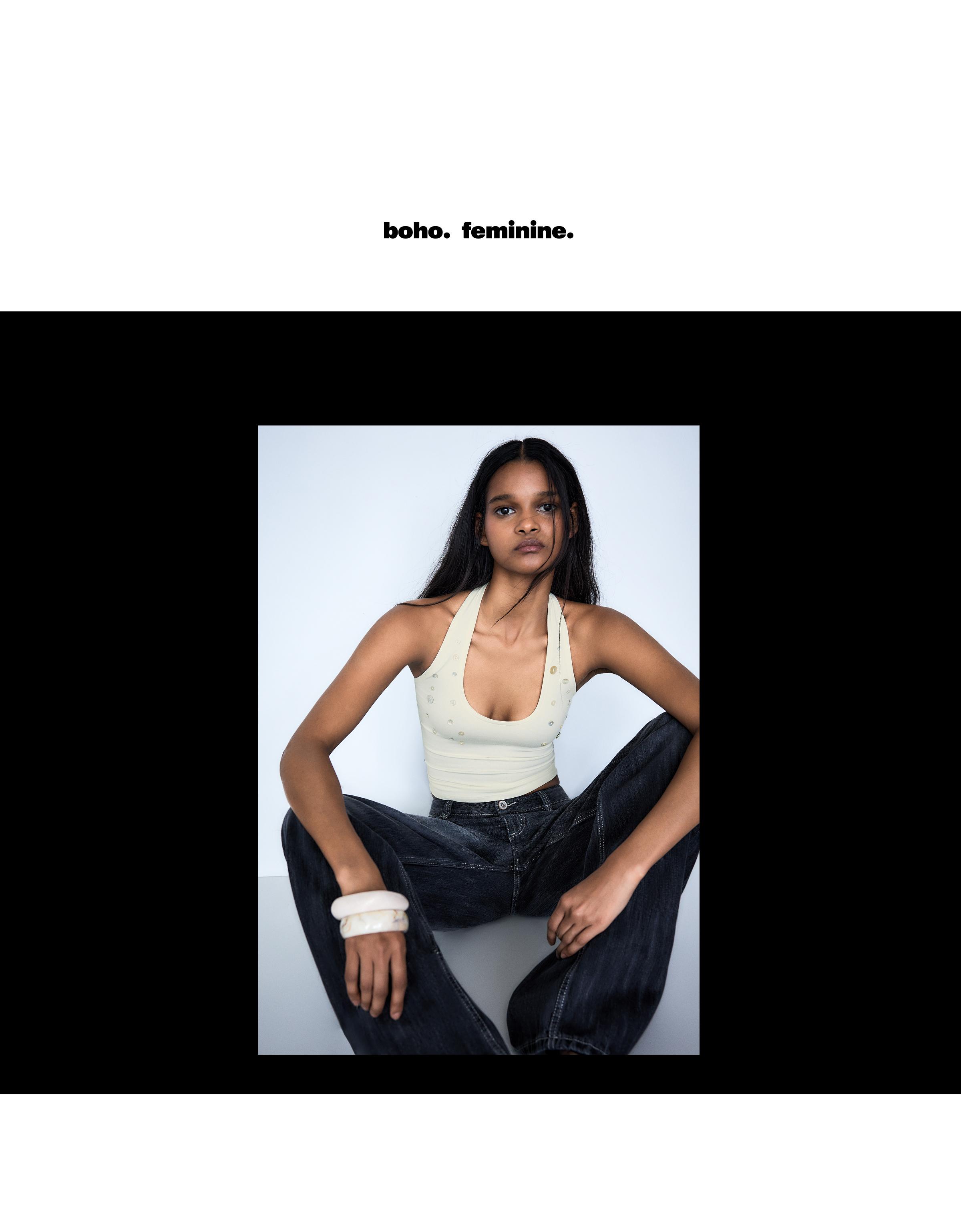 Halter yaka düğmeli bluz - Görsel 44