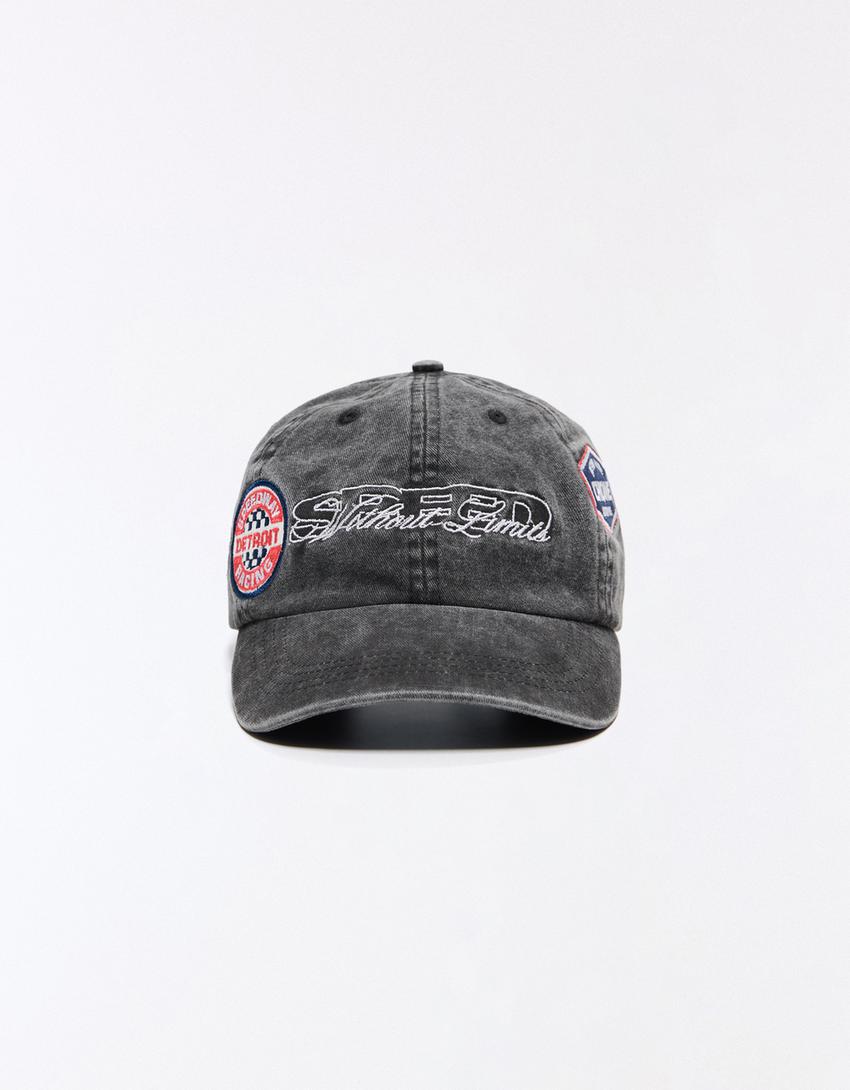 Casquette racing à écussons-Gris foncé
