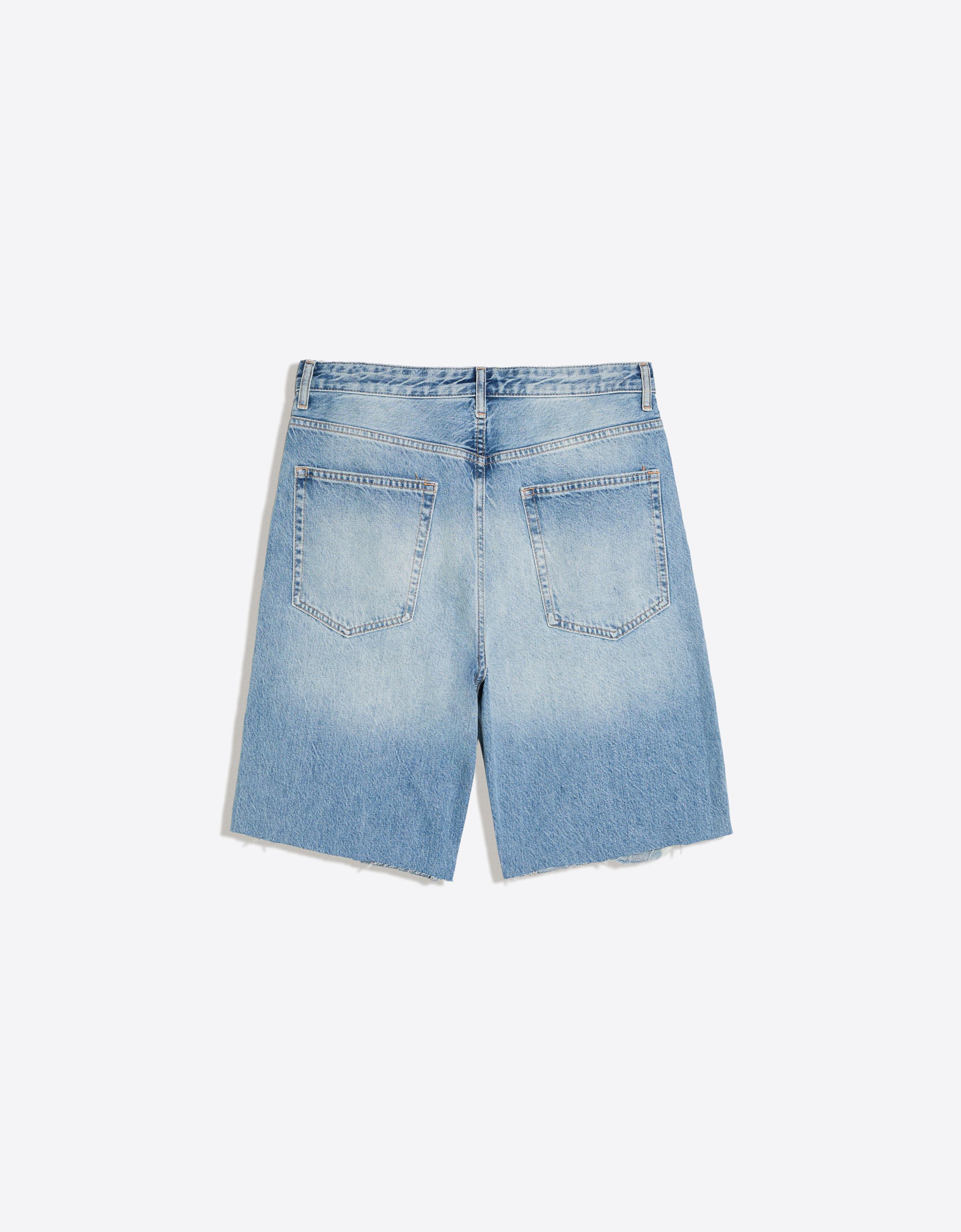 Ripped denim Bermuda shorts — Blue