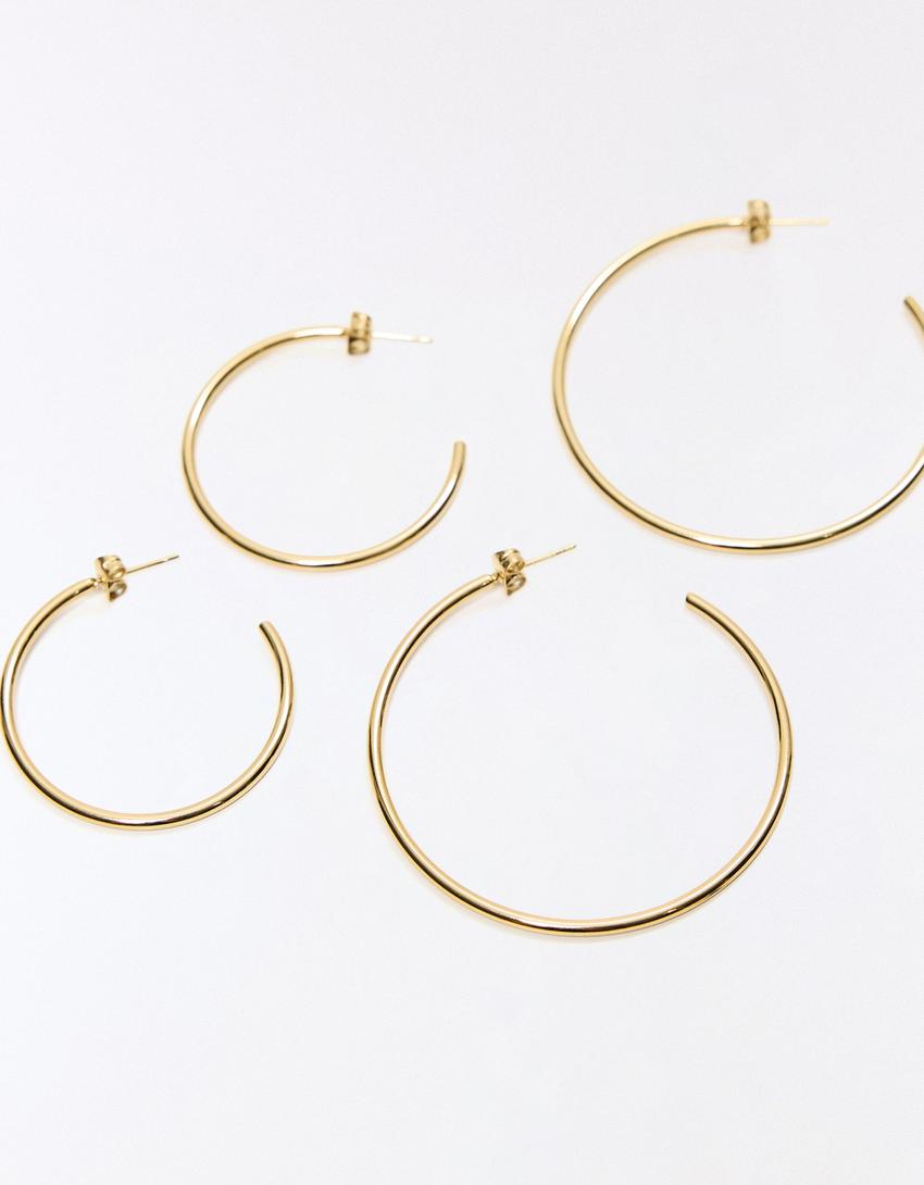Pack pendientes aros finos-Oro