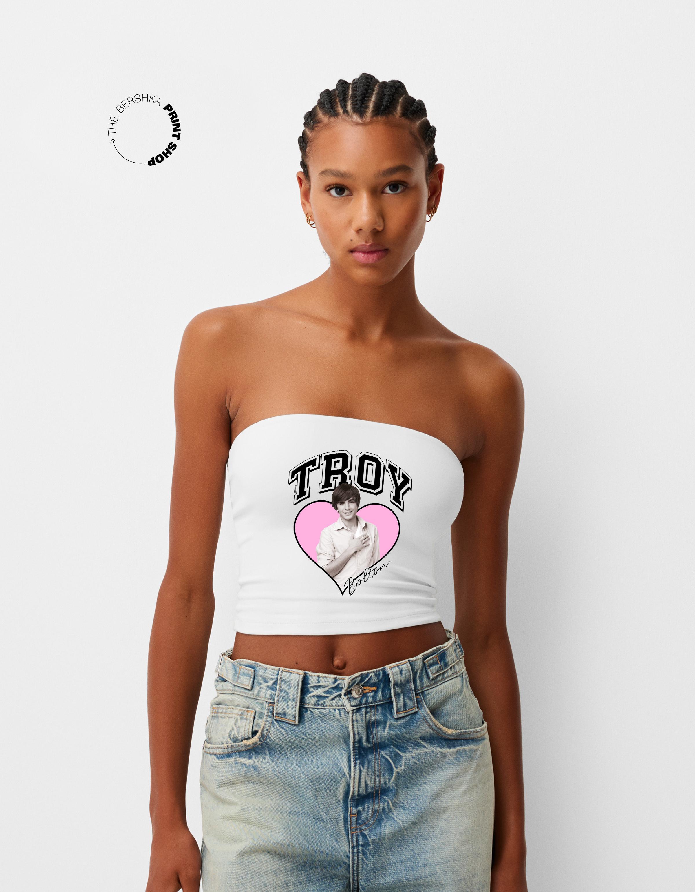 Bershka Bandeau-Top High School Musical Damen Xs Weiss