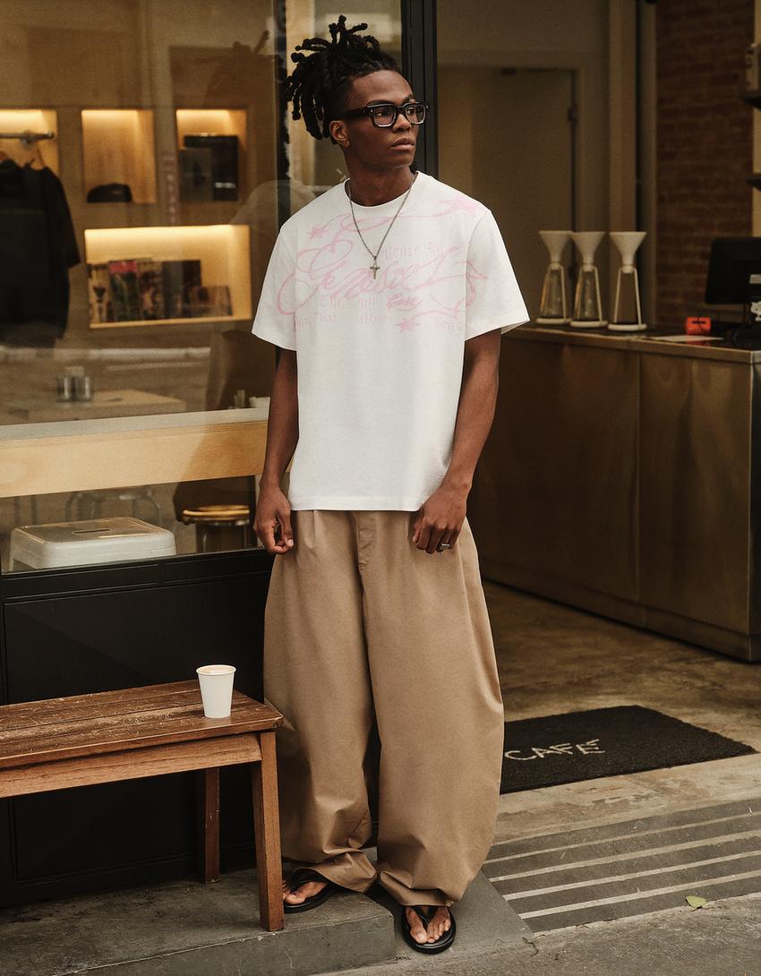 Regular fit print T-shirt-White