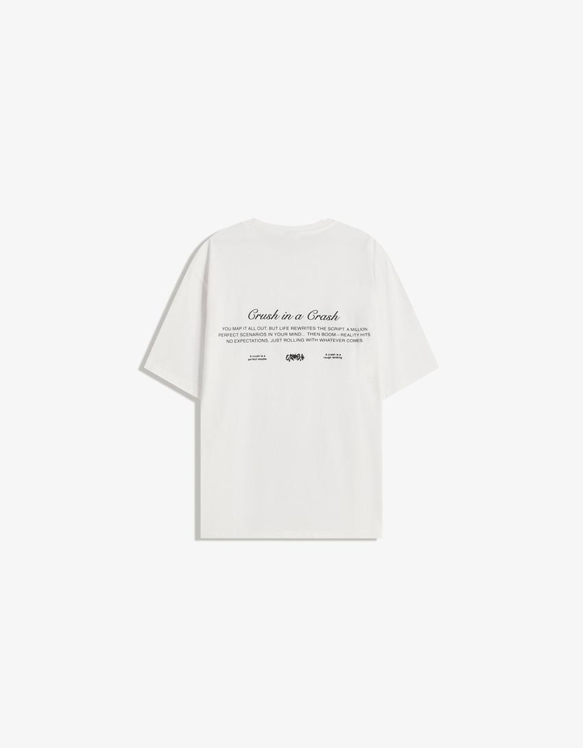 T-shirt manga curta estampada-Branco