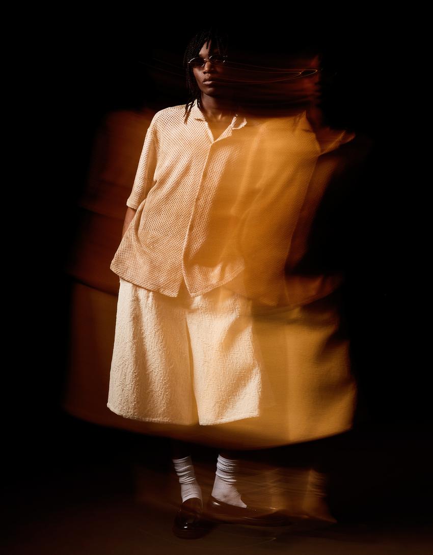 Chemise manches courtes rustique tie-dye-Marron-3