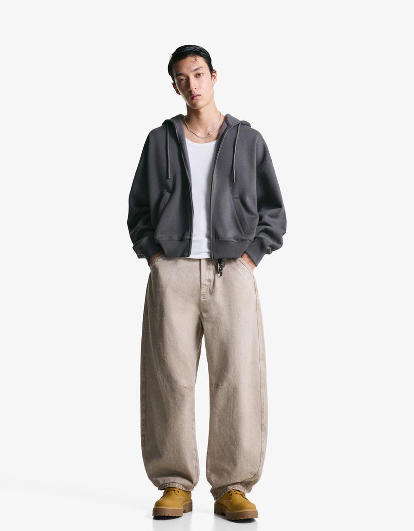 Pantalone barrel-Krem-0