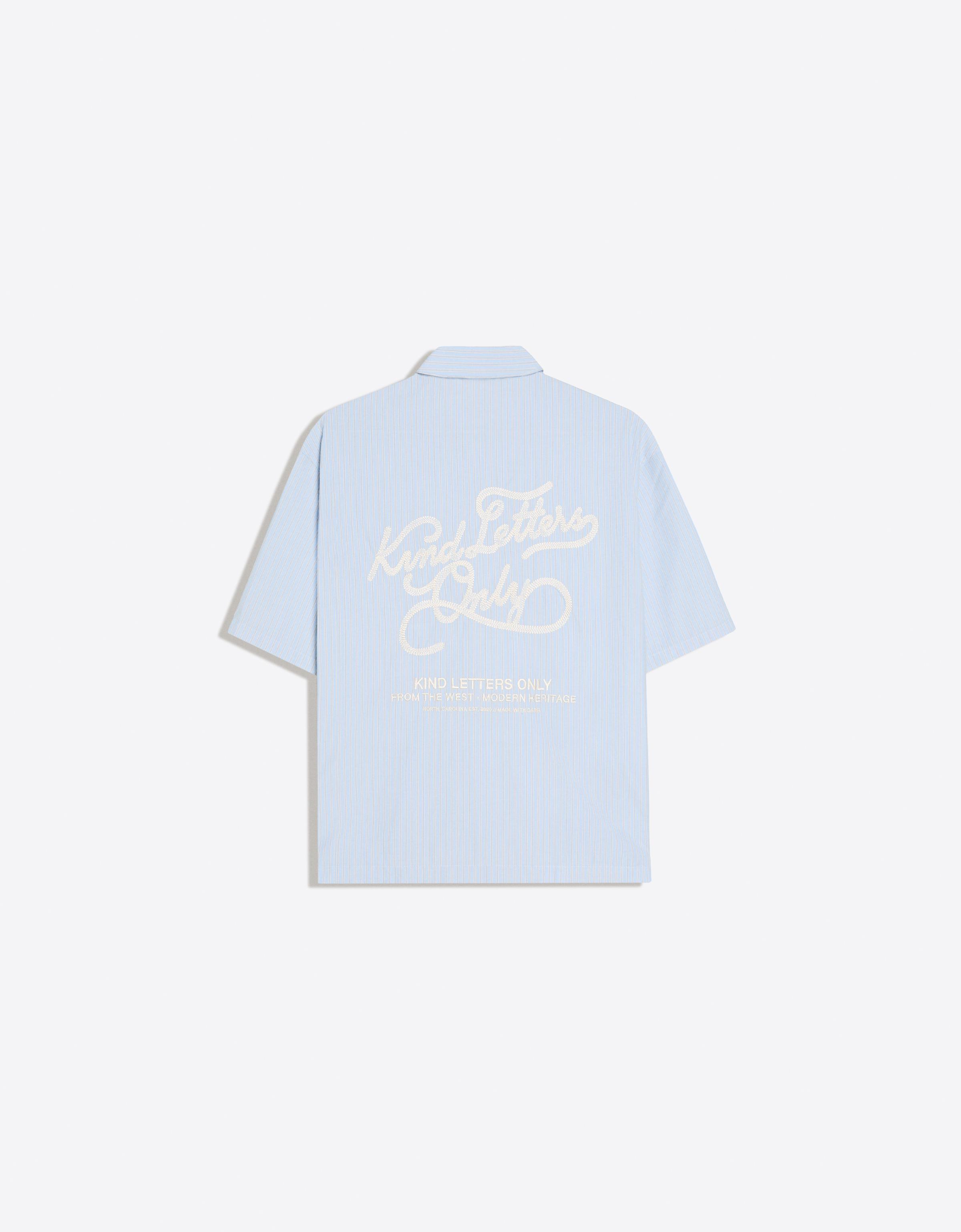 Boxy fit short sleeve embroidered shirt — Light blue