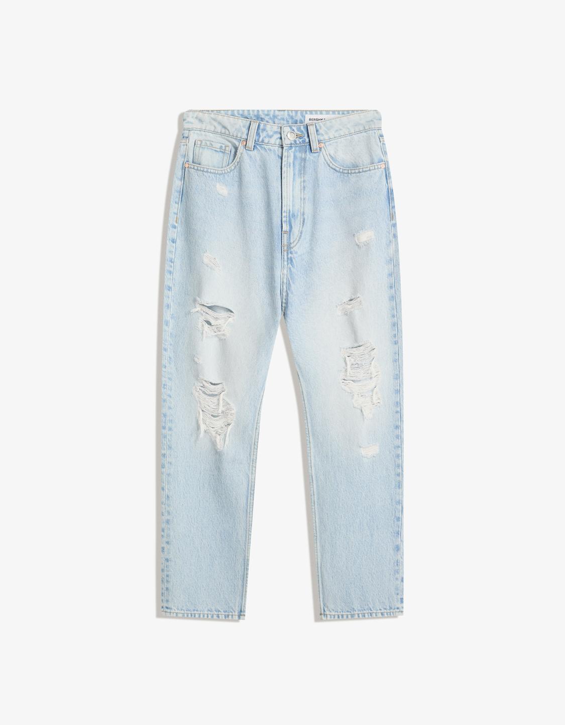 Ripped cropped straight-leg jeans