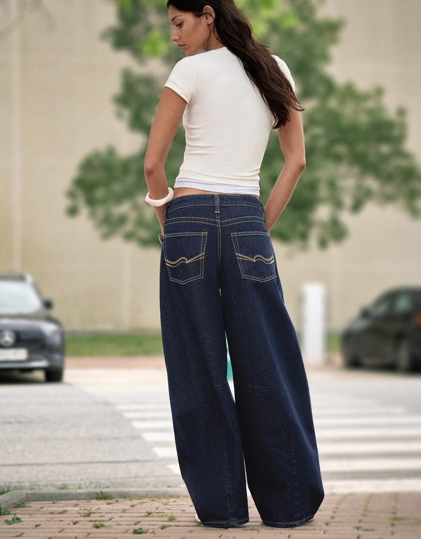 Jeans slouchy tiro bajo-Marino