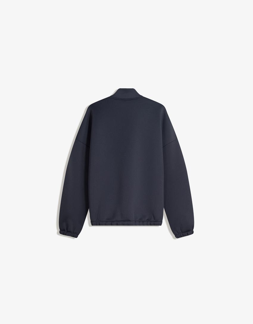 Jaket oversize efek karet sintetis-Navy
