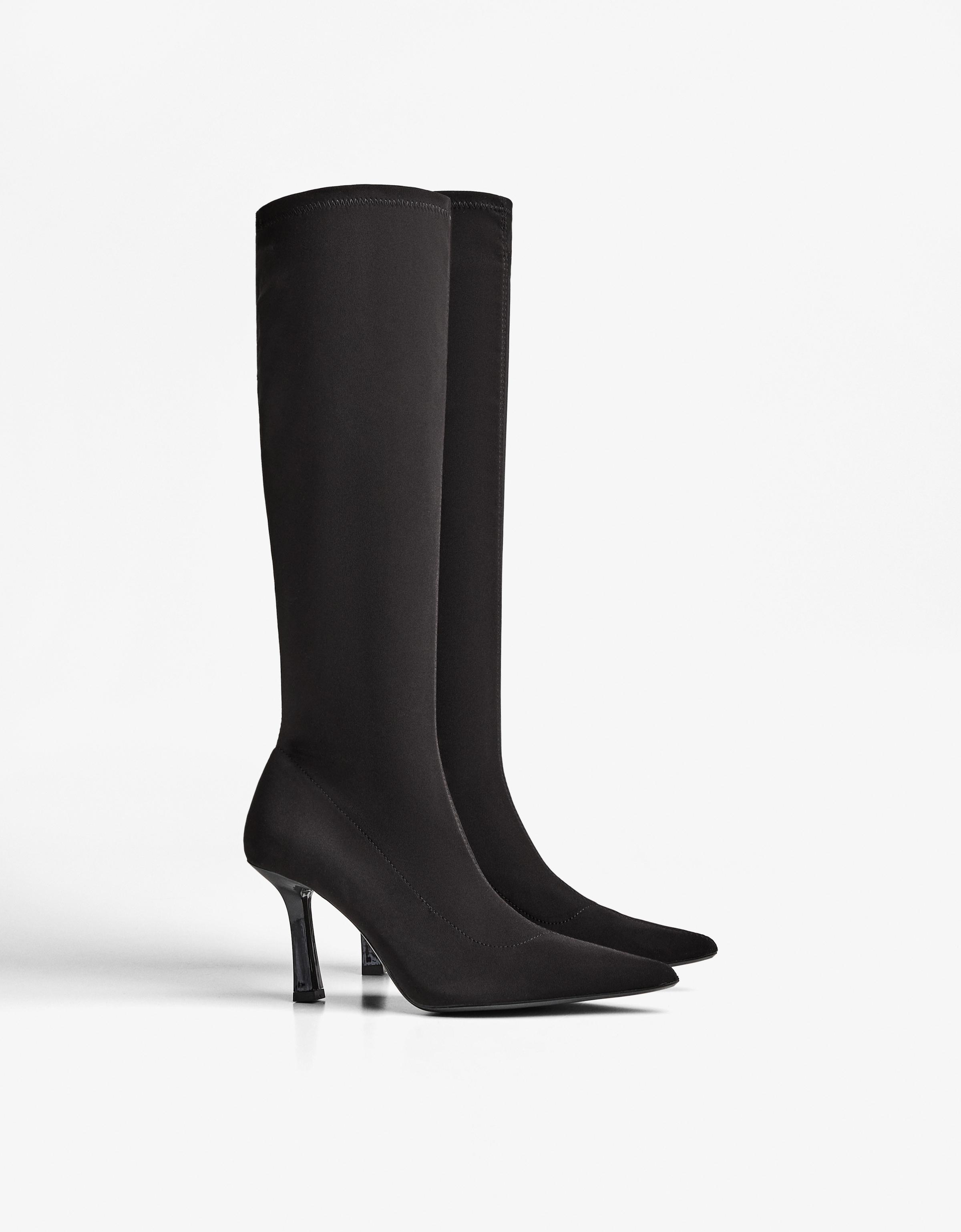 Bershka Bota Tacón Ajustada Mujer 35 Negro