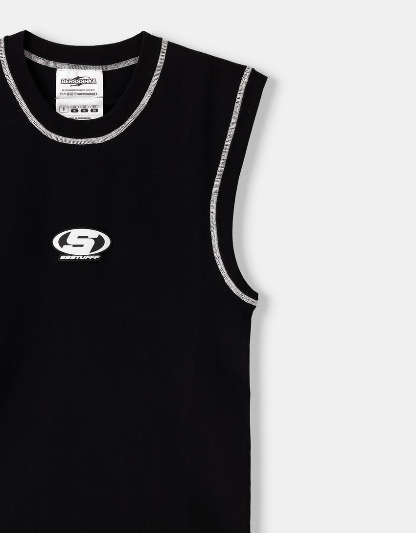 Gilet sans manches BERSSSHKA X SSSTUFFF fil contrastant-Noir-4