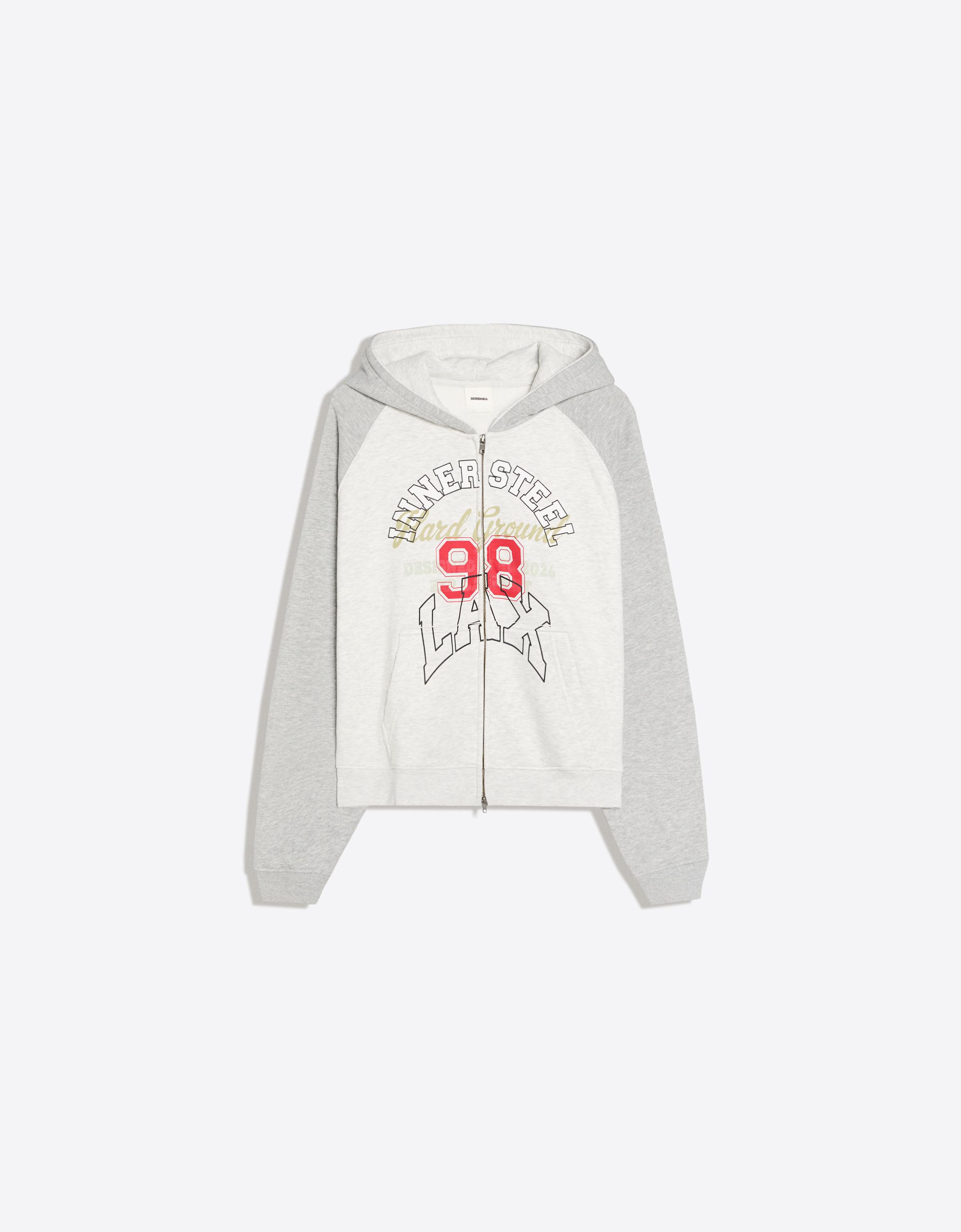 Raglan print hoodie — Grey
