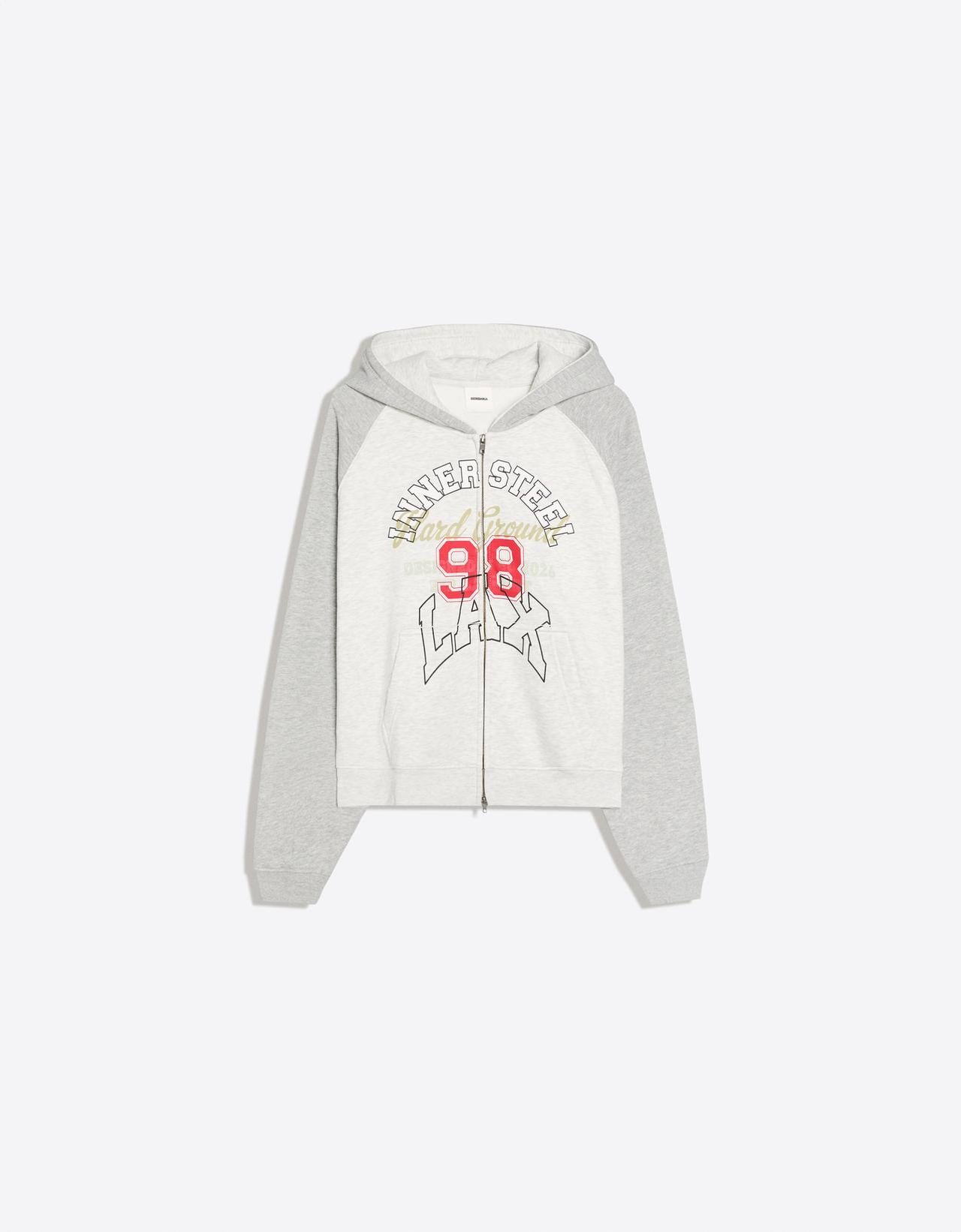Raglan print hoodie — Grey
