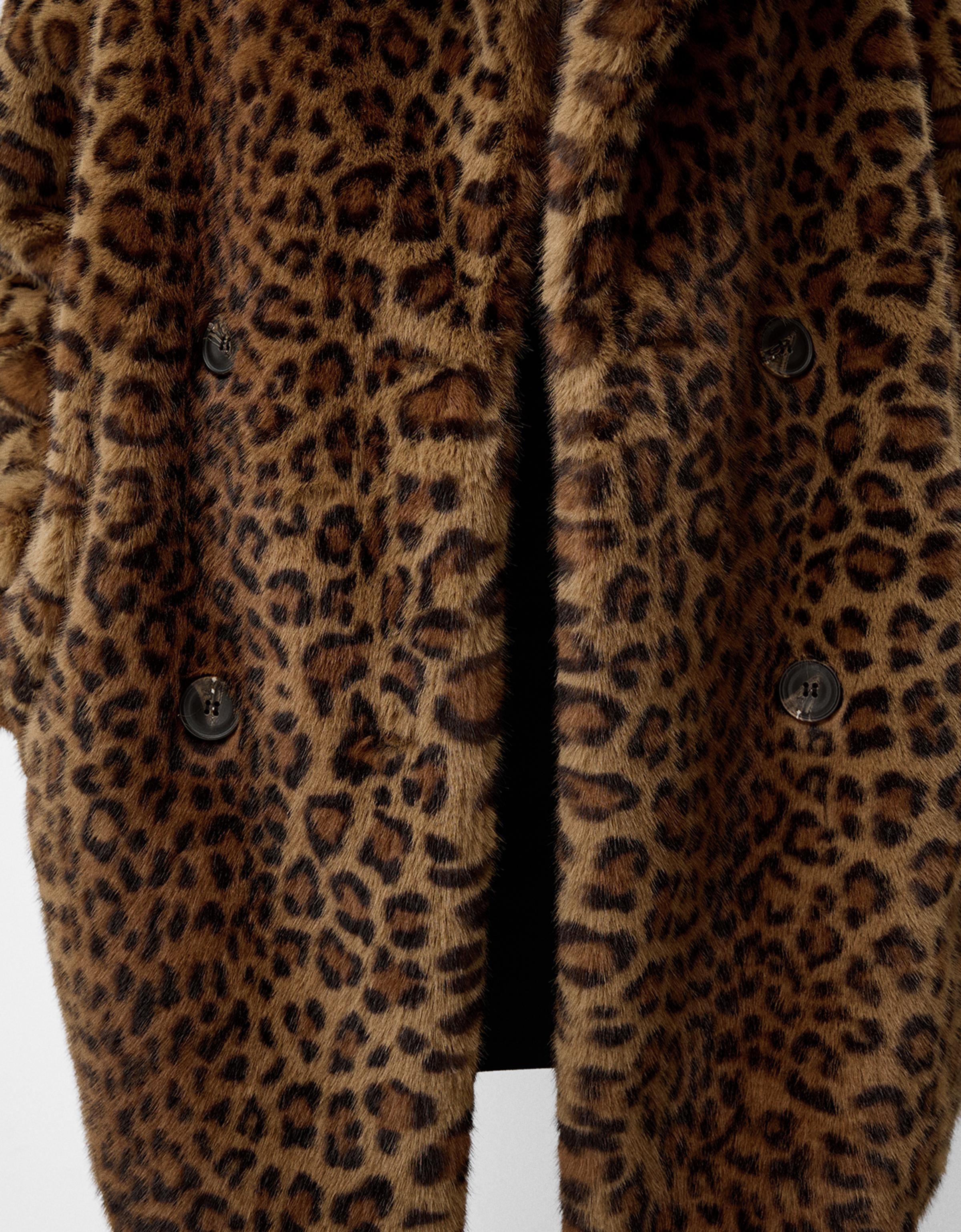 Bershka Faux Fur hot Animal Print Coat from Barcelona