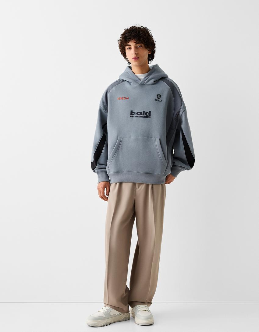 Sweat capuche imprimé-Gris foncé-3