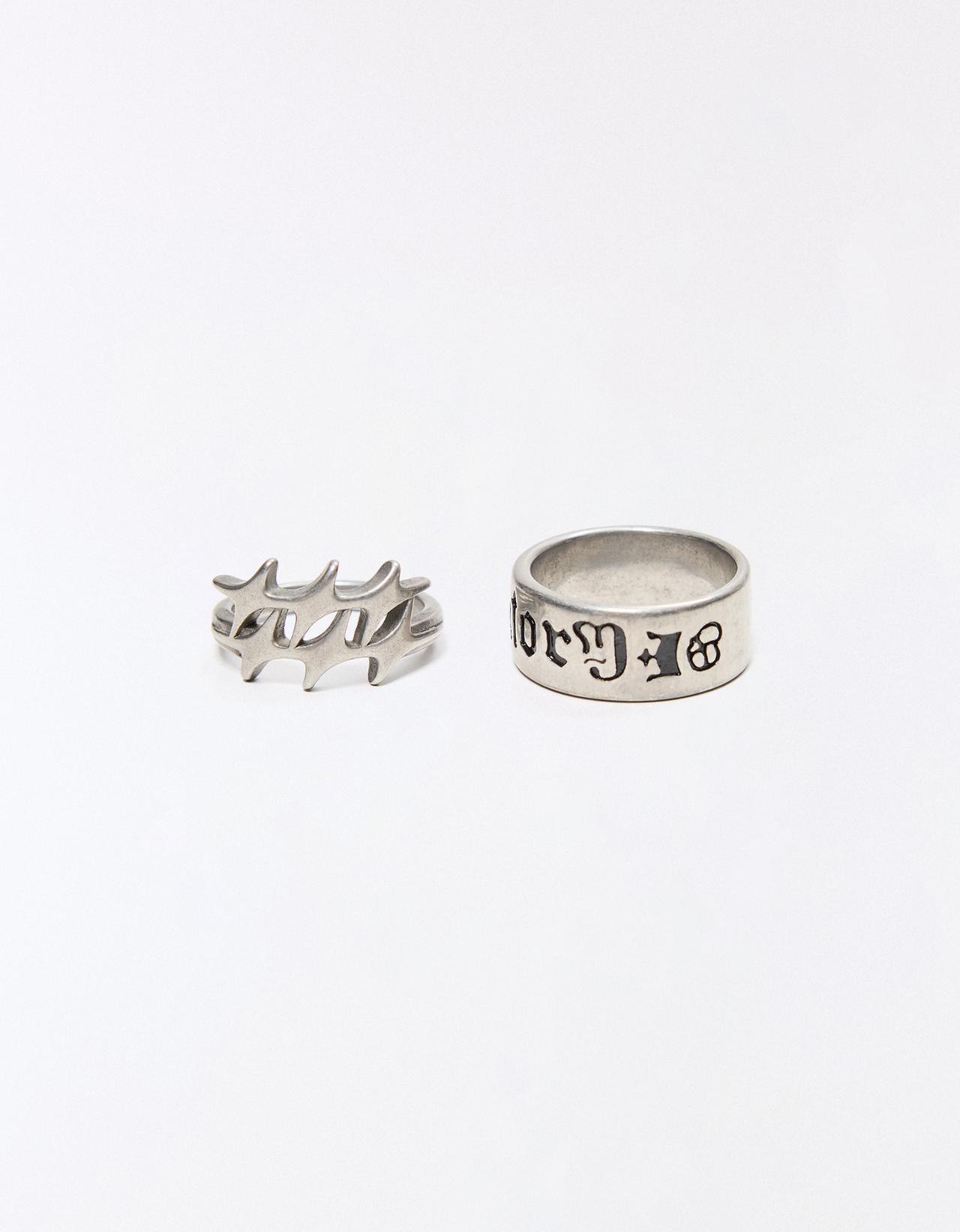 Pack of 2 stainless steel rings — Silver