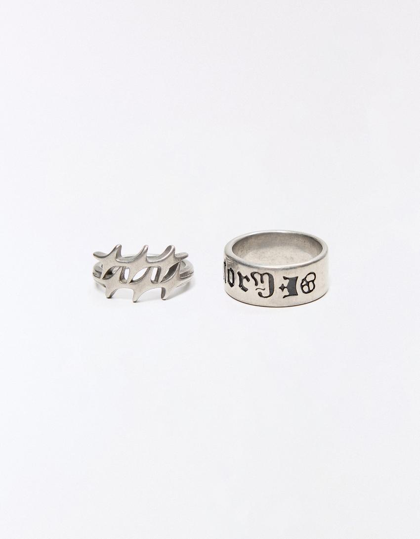 2er-Pack Stahlringe-Silber