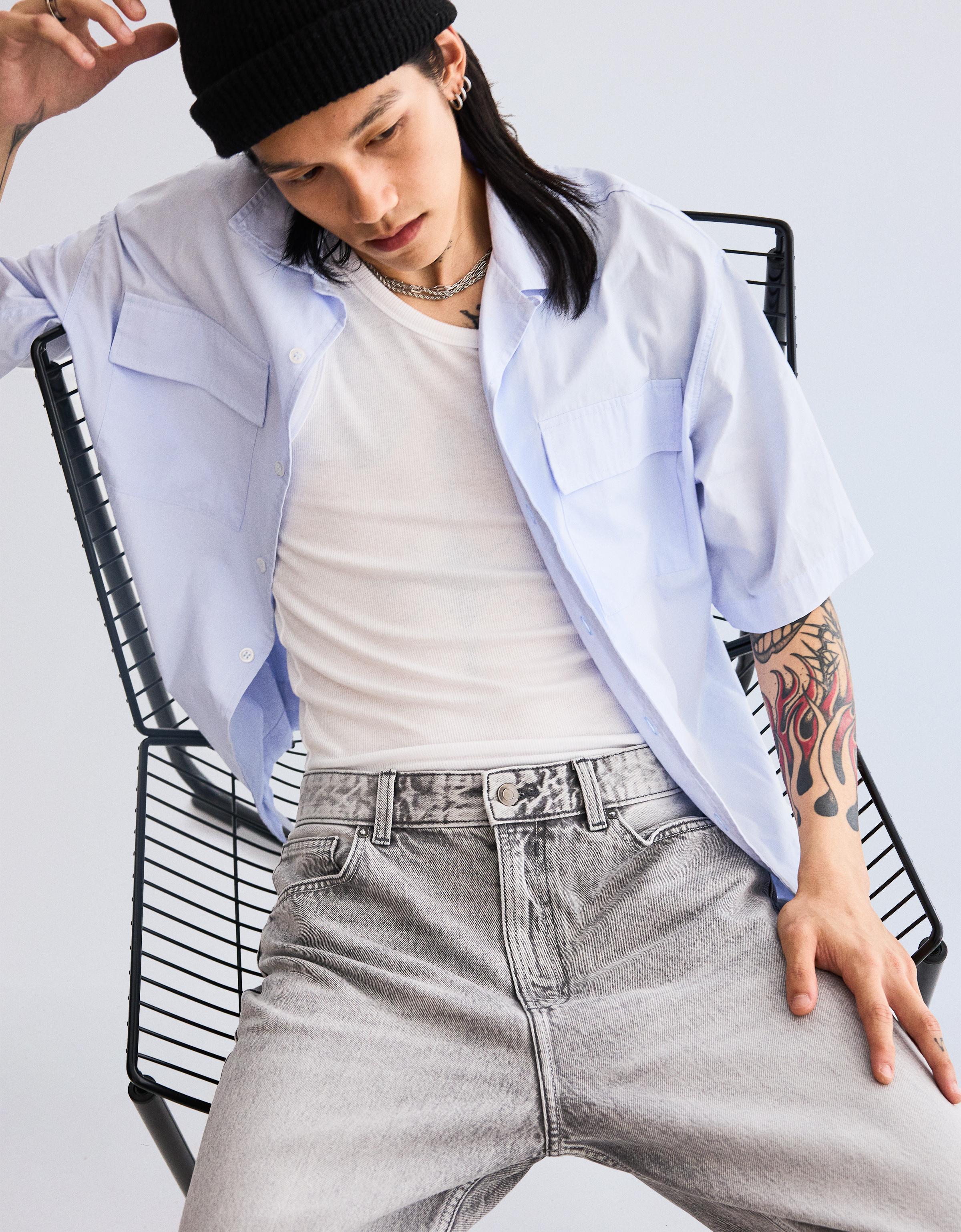 Tapered loose fit jeans — Grey