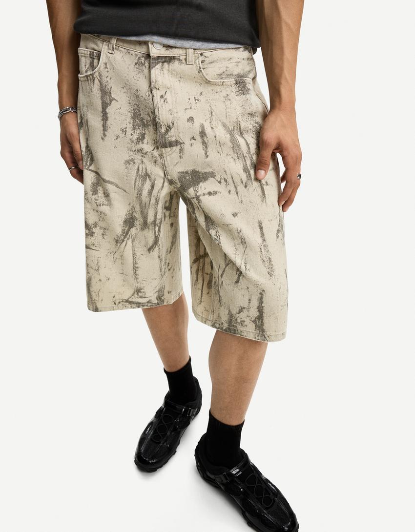 Bermuda baggy fit imprimé-Vert-1