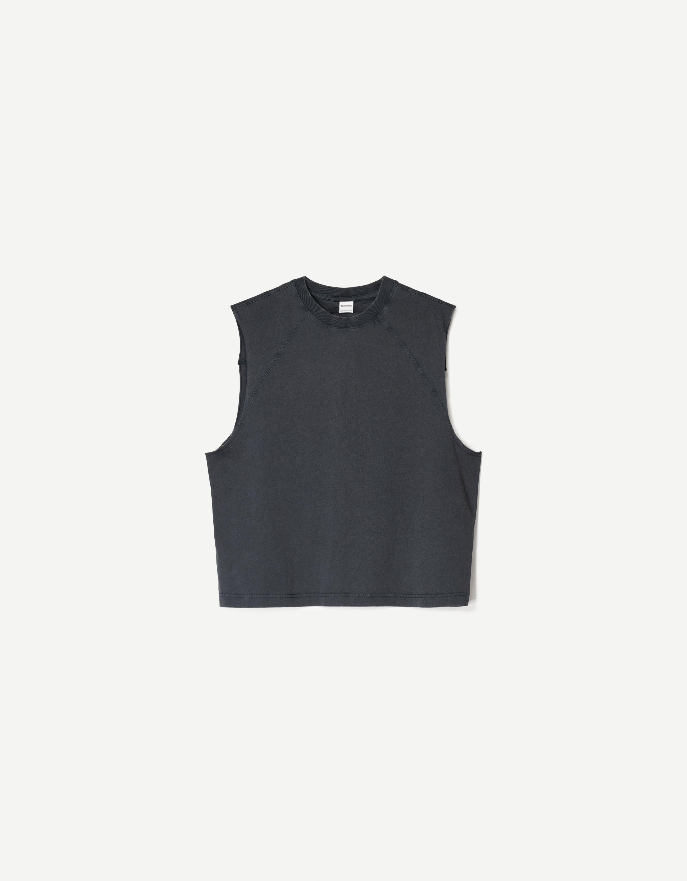 Bershka Ärmelloses Shirt Herren S Schwarz