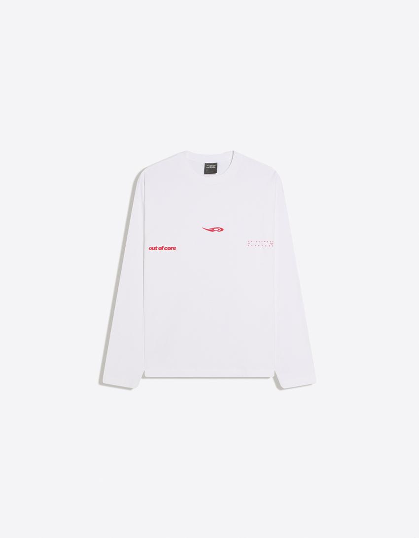 Camiseta de manga comprida com estampa OUT OF CORE-Branco