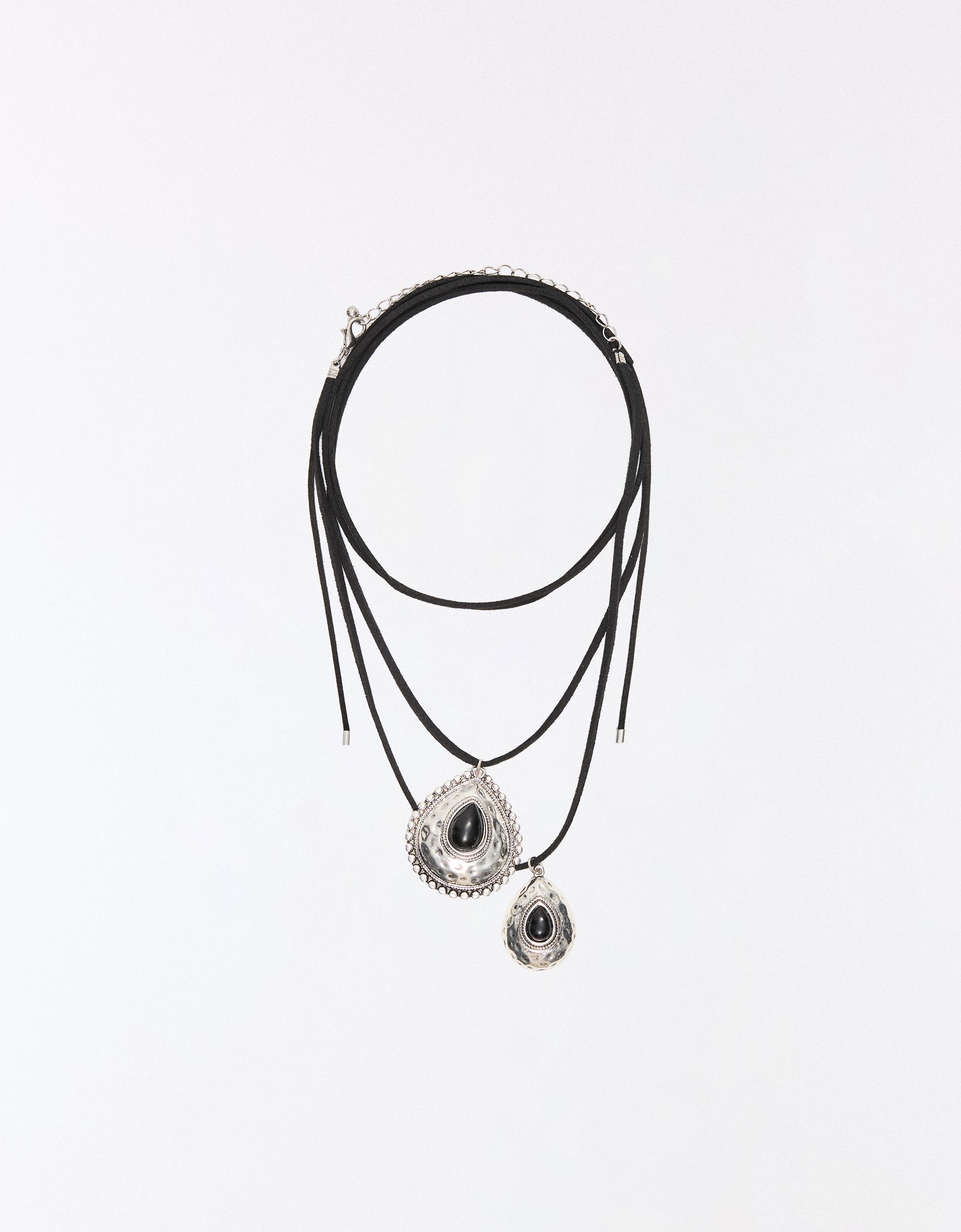 Pack of 2 stone pendant necklaces — Silver