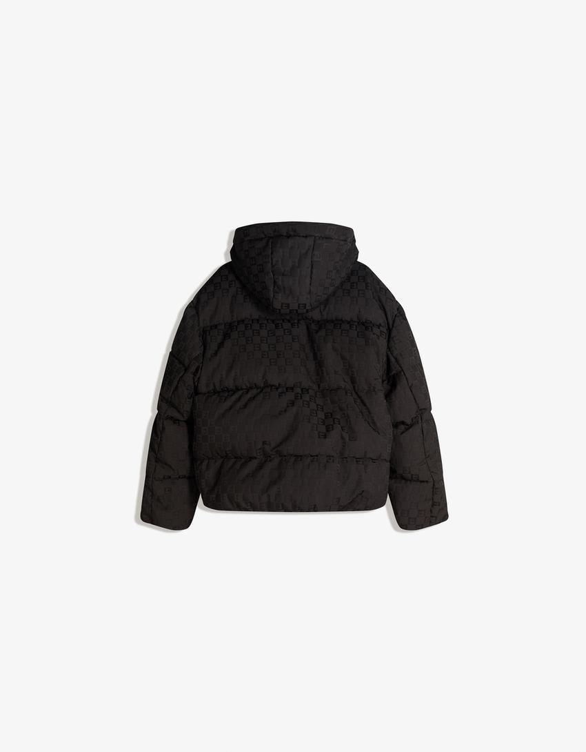 Blouson matelassé monogramme-Noir