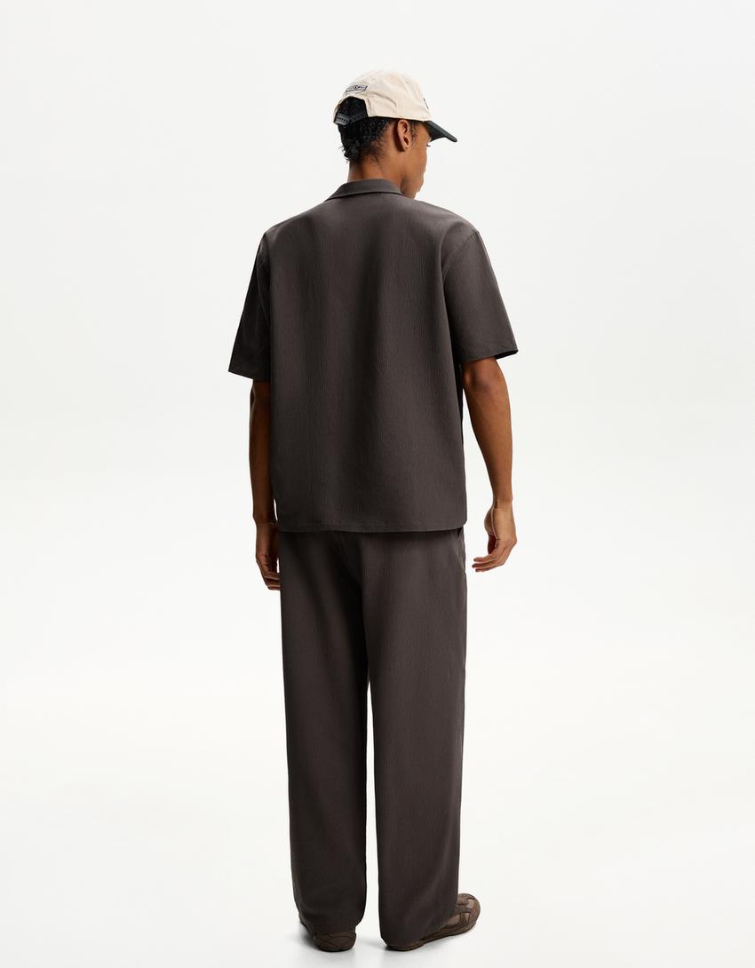Pleated baggy jogger trousers-Sand