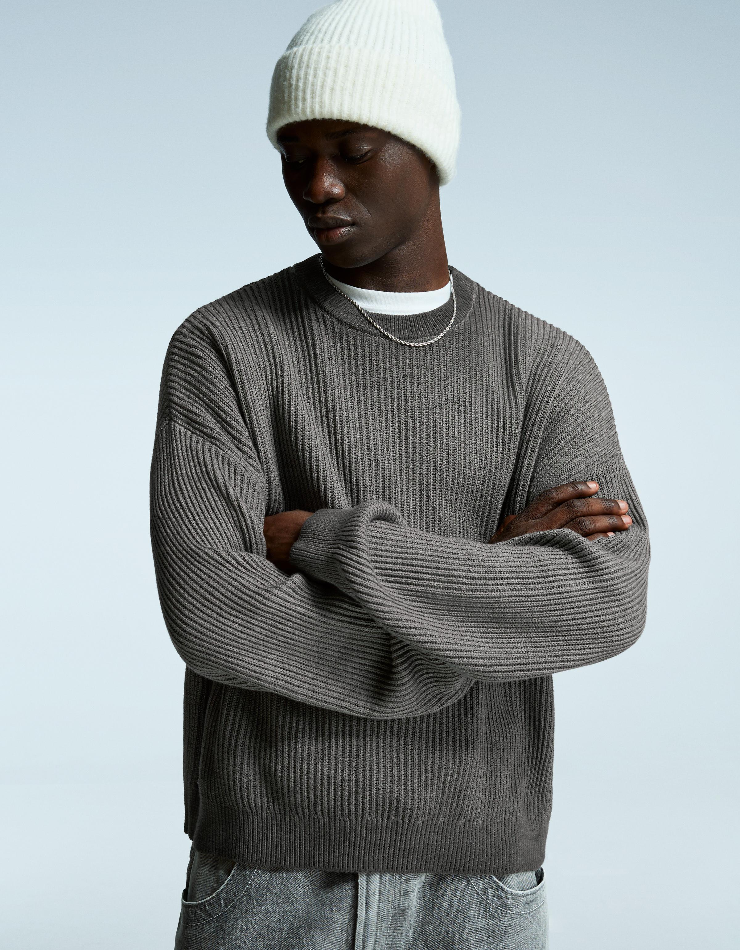 Thumbnail - Bershka Boxy-Pullover Herren L Schwarz