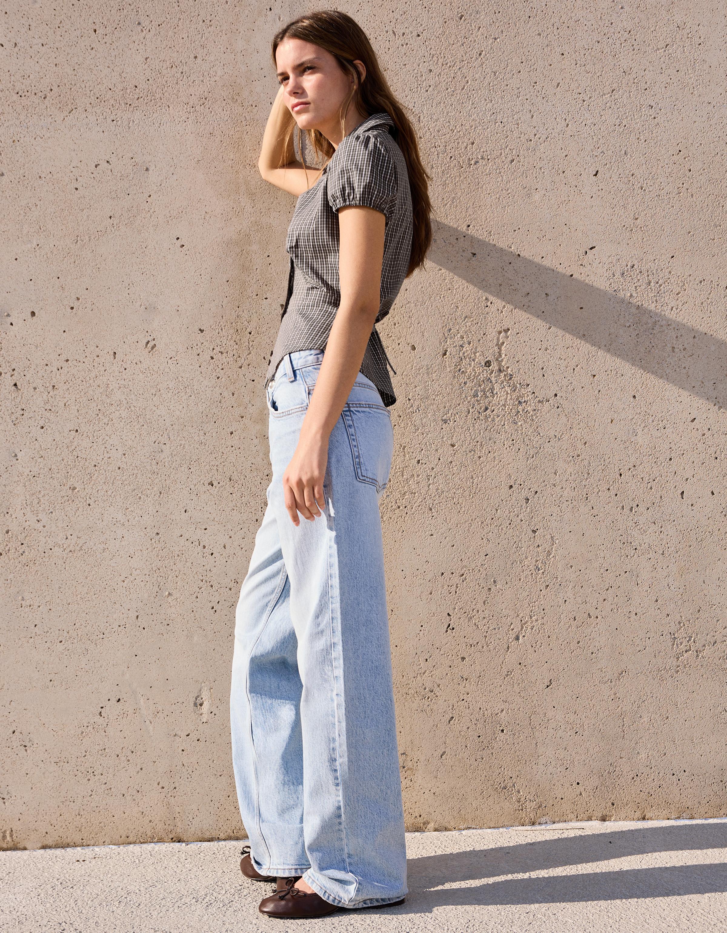 Kısa kollu poplin bağlamalı gömlek - Görsel 27