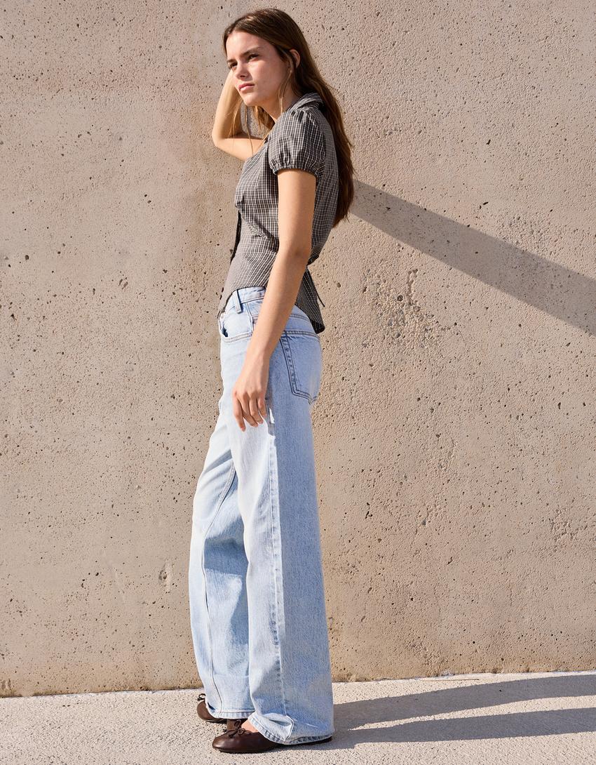 Camisa manga corta popelín lazada-Kaki