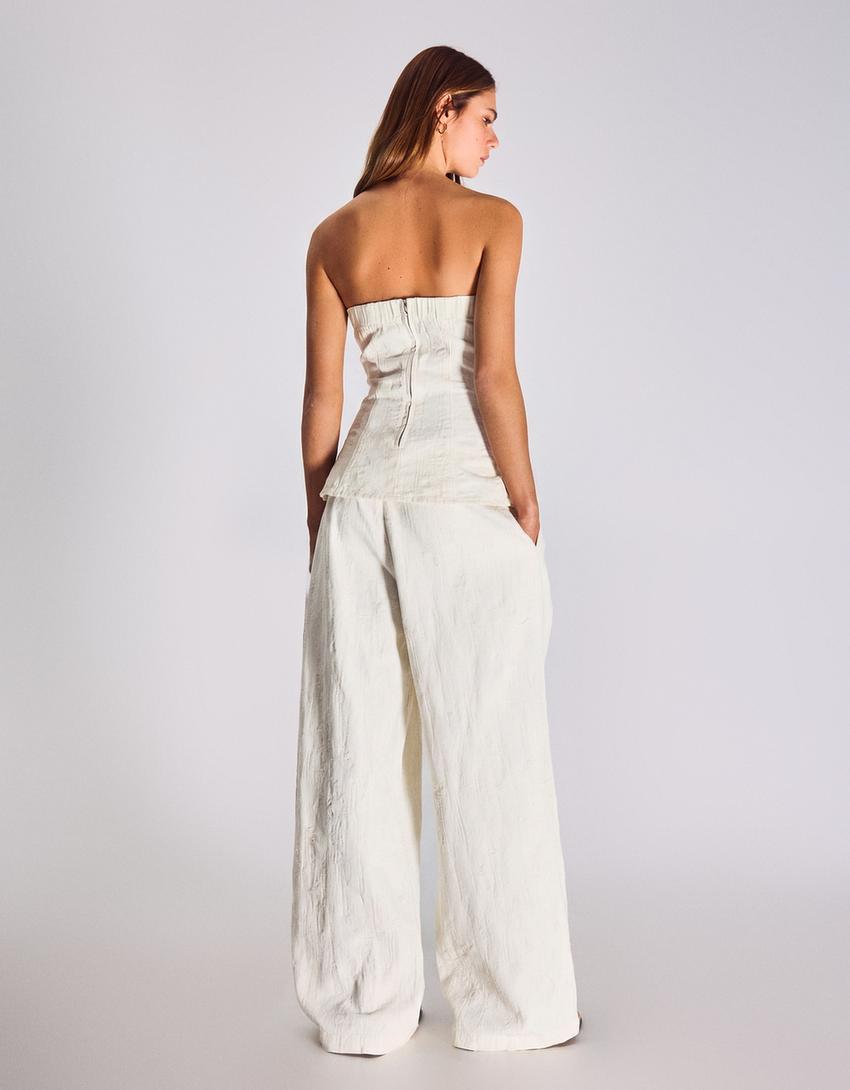 Wide-leg low-rise darted jeans-Off white