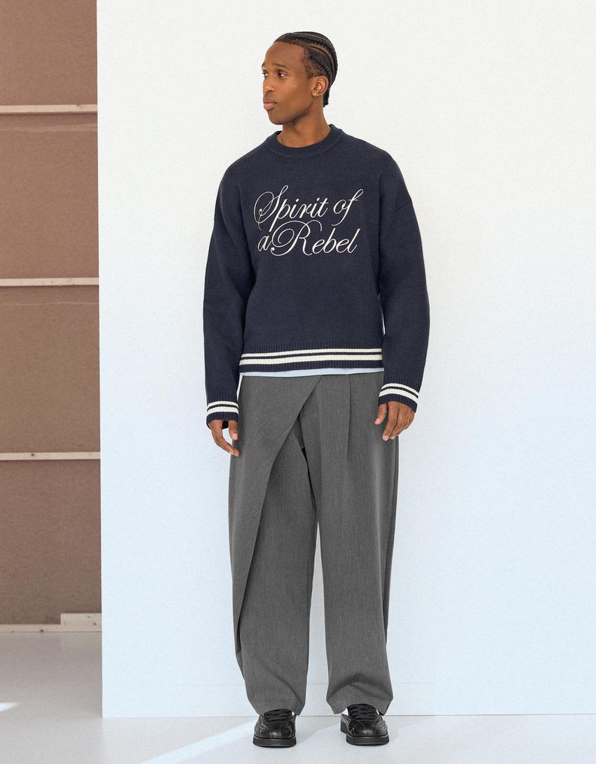 Tailored Hose mit überkreuzter Taille-Dunkelgrau