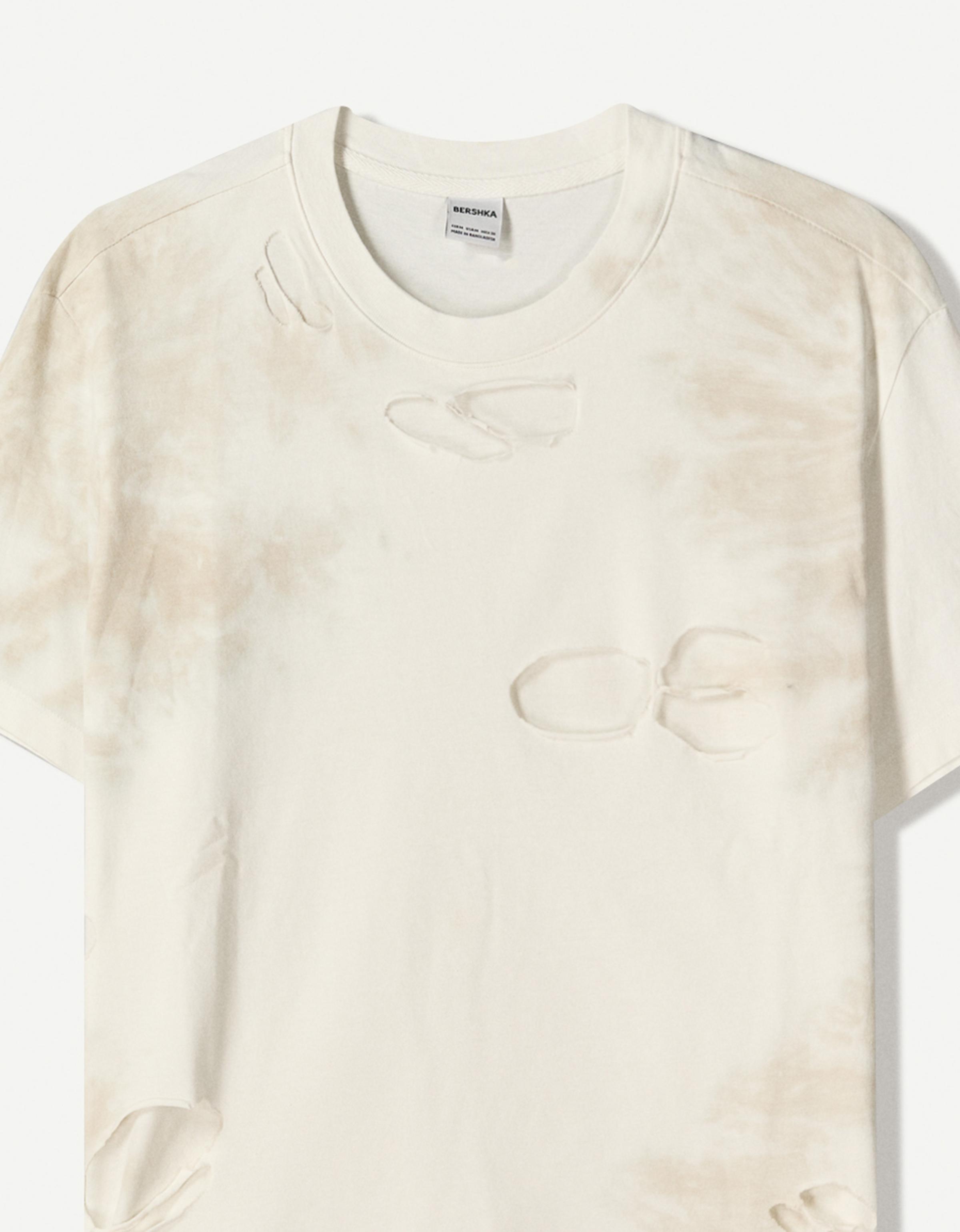 Faded-effect short sleeve ripped T-shirt - New - Men | Bershka