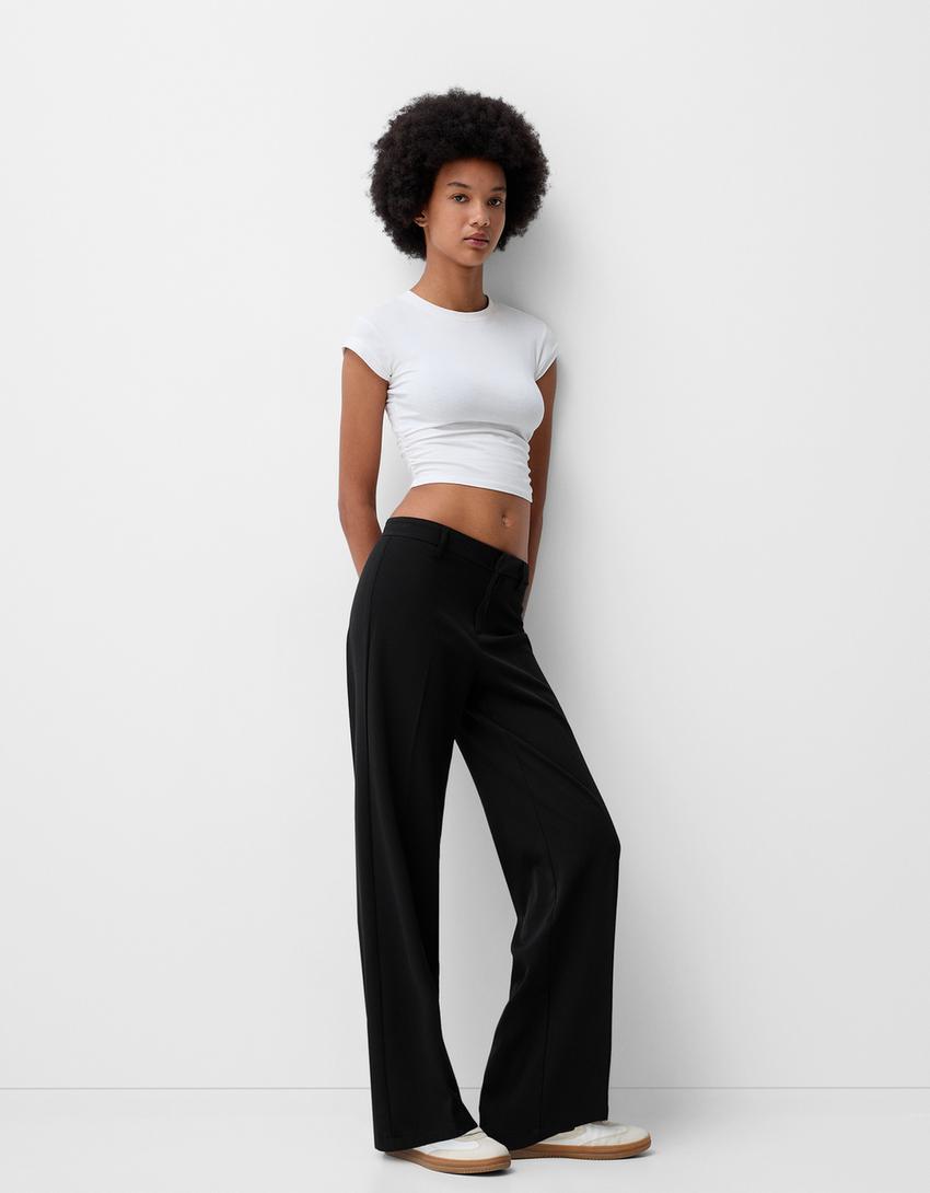 Pantalon Bershka Noir Wide Leg Pantalon Noir Pantalon Large Taille