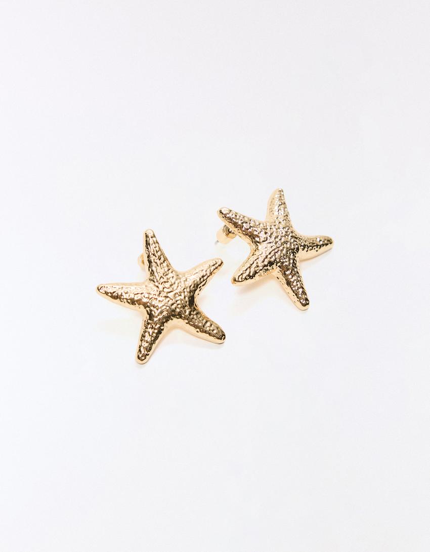 Pendientes estrella de mar-Oro