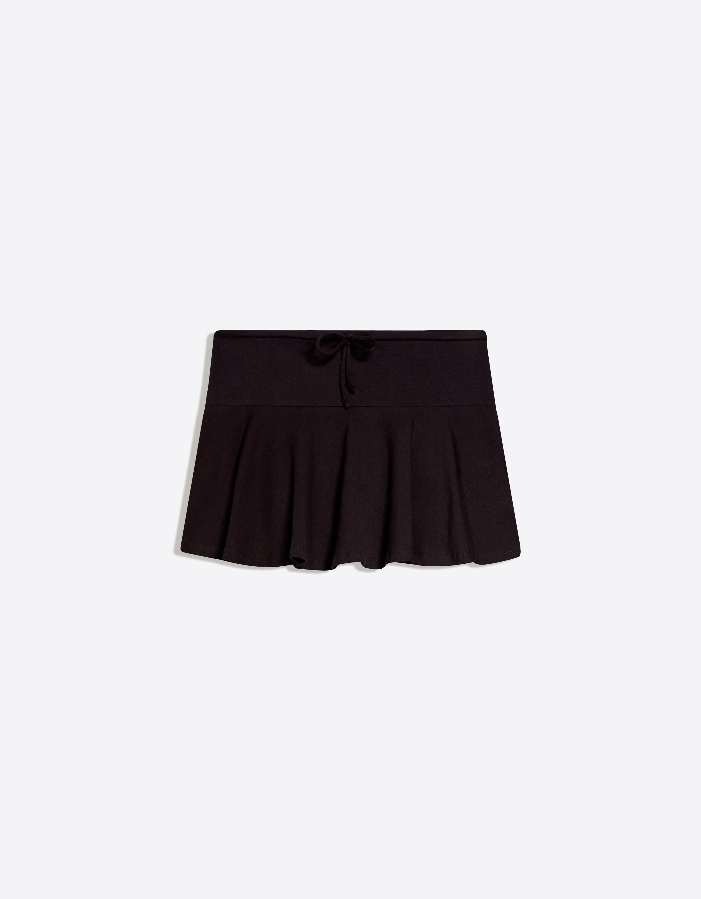 Bershka Beli bağlamalı mini şort etek